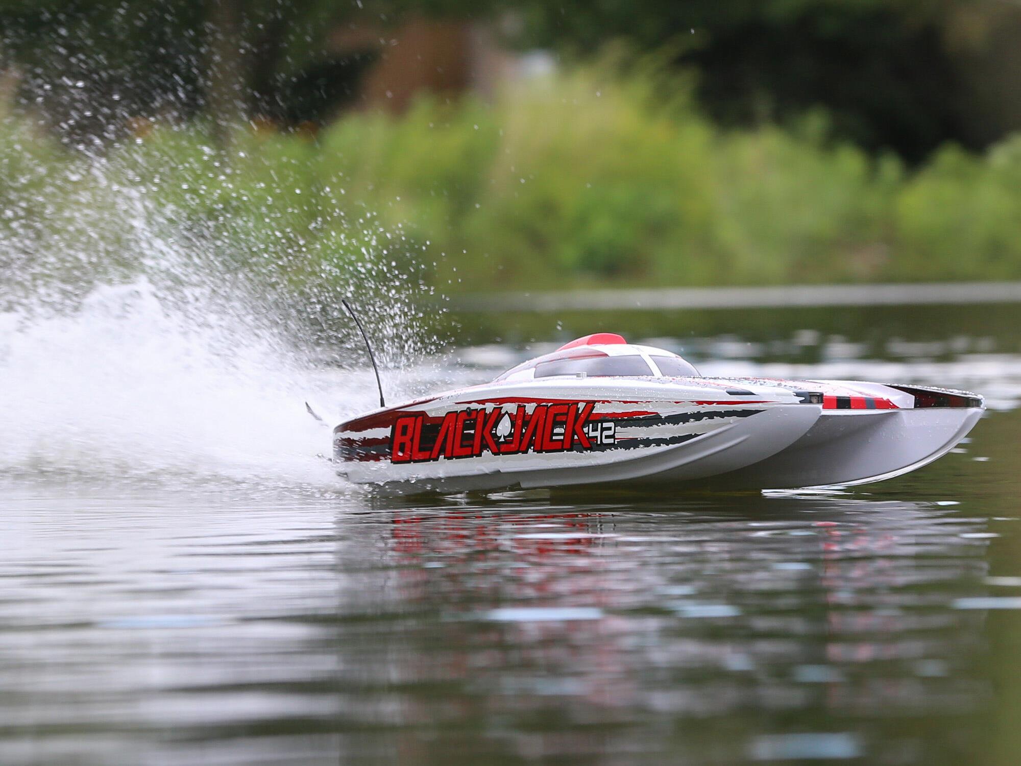 Blackjack 42" 8S Brushless Catamaran RTR: White/Red-22