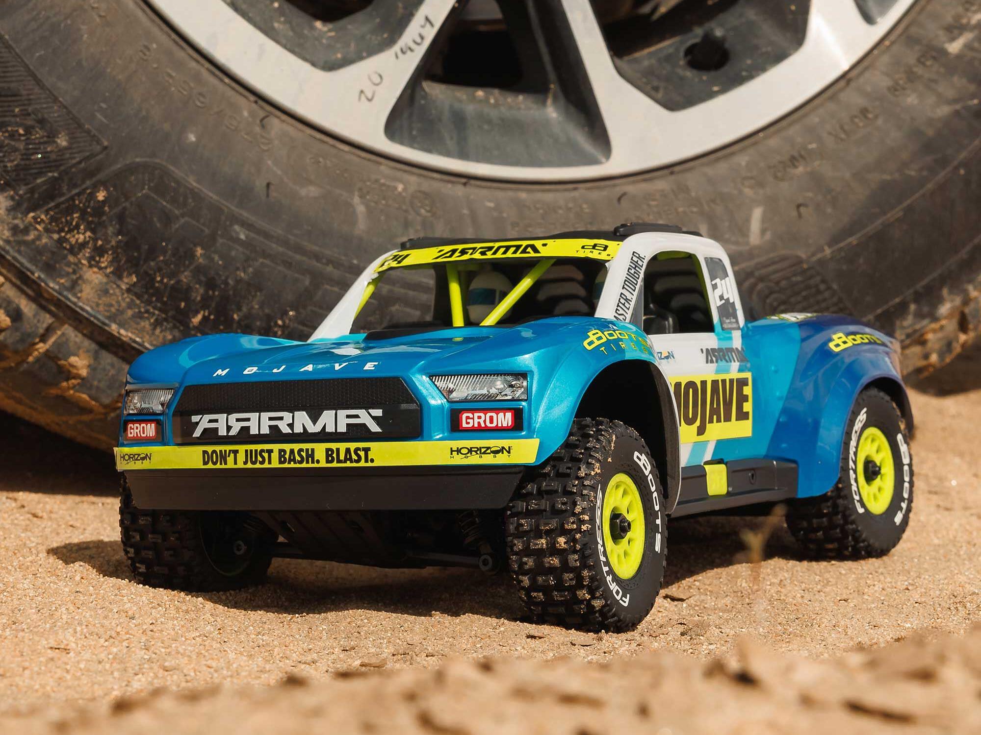 Arrma MOJAVE GROM MEGA 380 Brushed 4X4 Small Scale Desert Truck RTR - Blue-14
