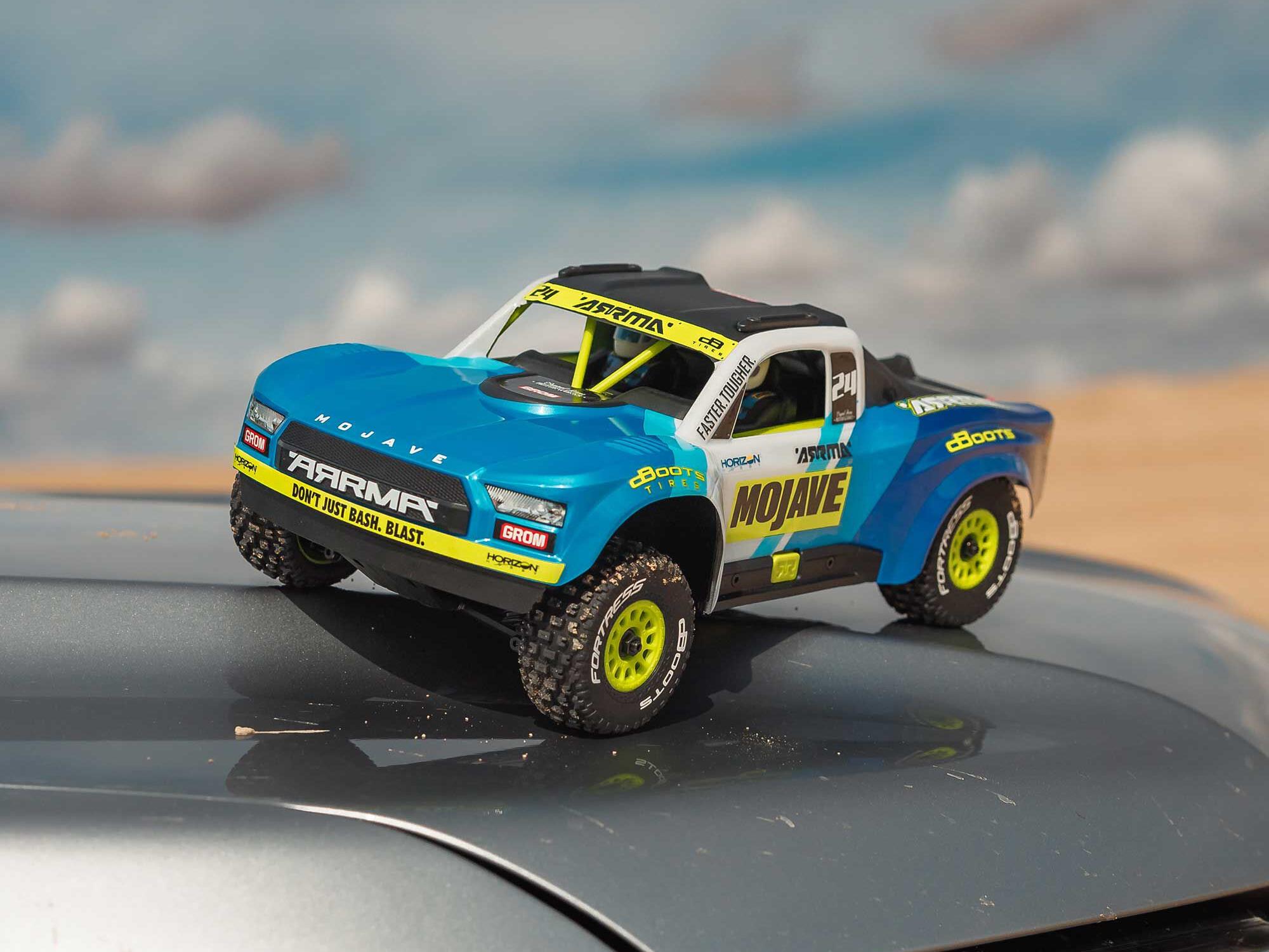 Arrma MOJAVE GROM MEGA 380 Brushed 4X4 Small Scale Desert Truck RTR - Blue-23