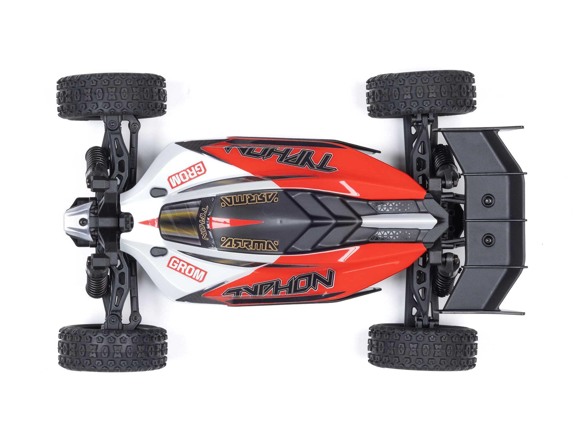 Arrma 1/18 TYPHON GROM MEGA 380 Brushed 4x4 Buggy RTR - Red/White-18