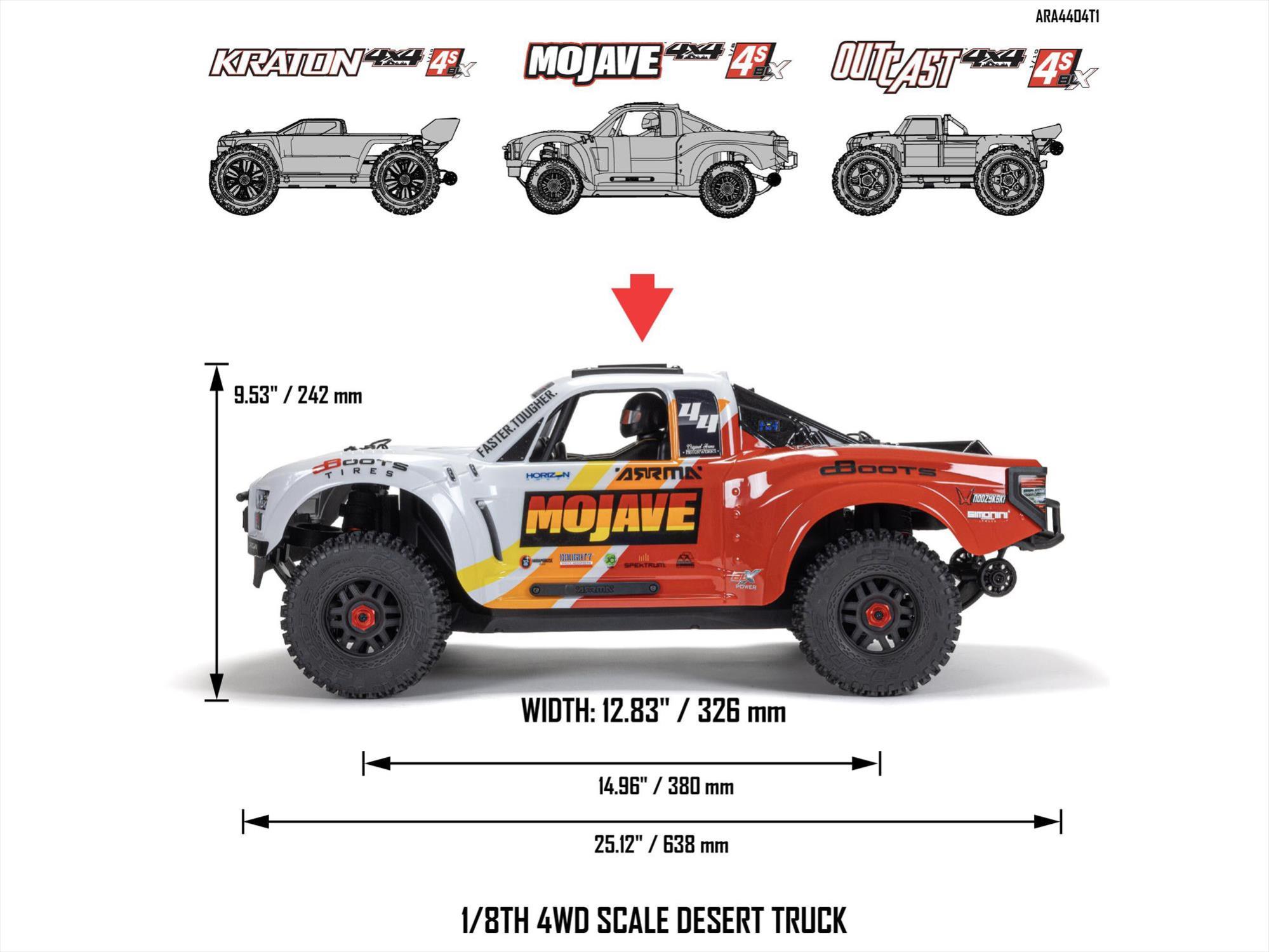 Arrma 1/8 MOJAVE 4X4 4S BLX Desert Truck RTR - Blue-35