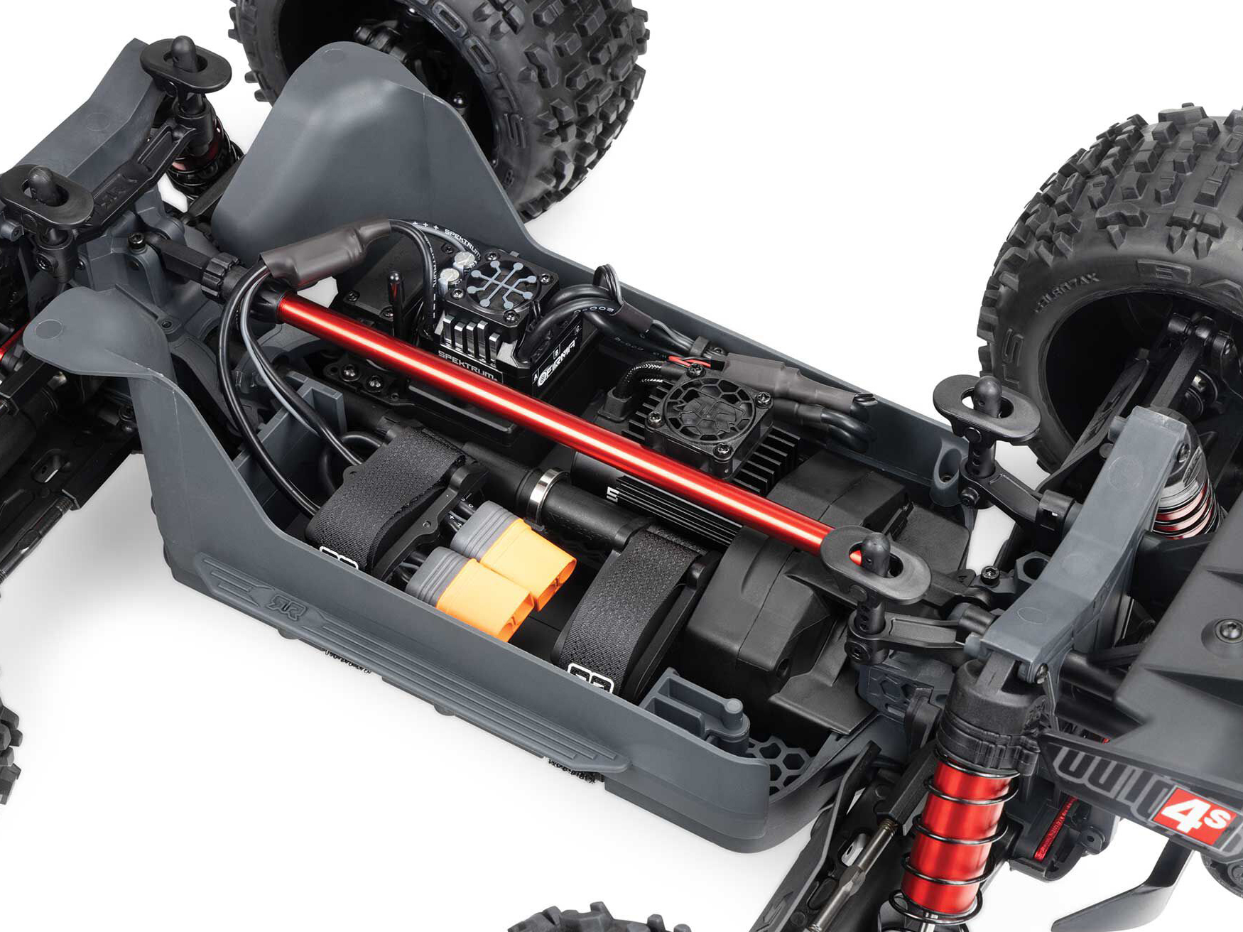 Arrma 1/10 Outcast 4S 4X4 BLX Stunt MT (with Centre Diff) Red-13