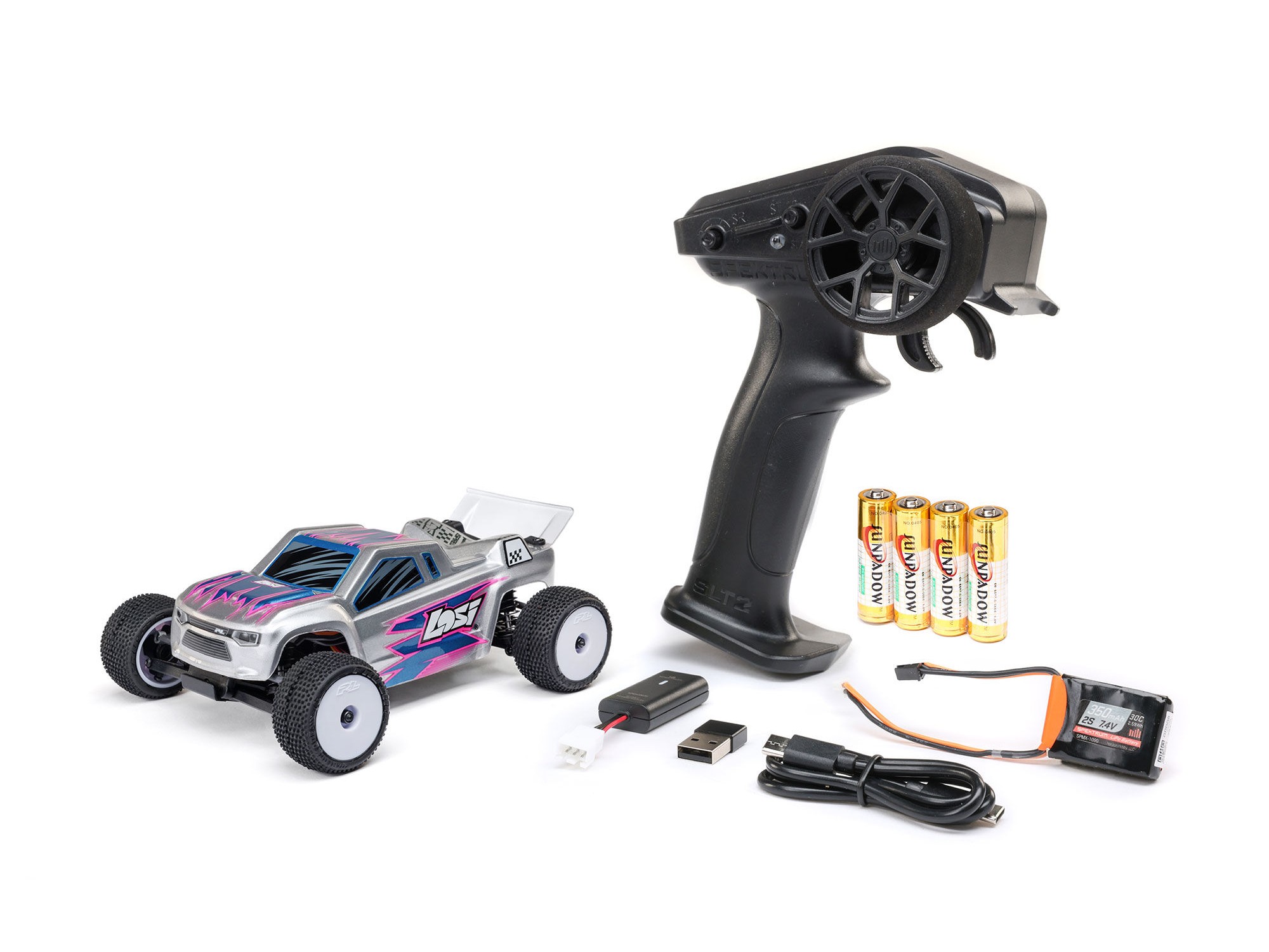 Losi 1/28 Micro-T 2WD Stadium Truck RTR Silver-18
