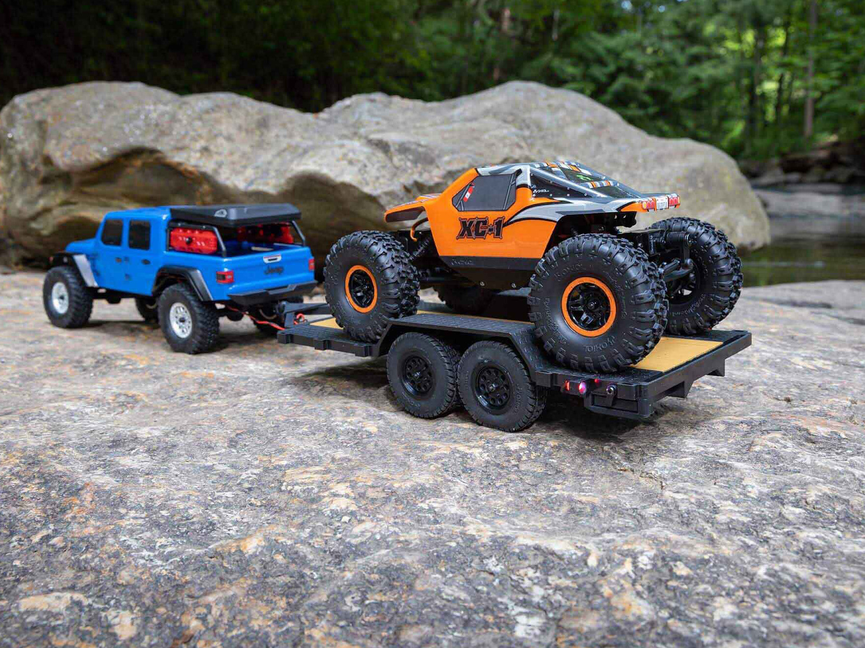 Axial SCX24 Flat Bed Vehicle Trailer with LED Taillights:1/24th-19