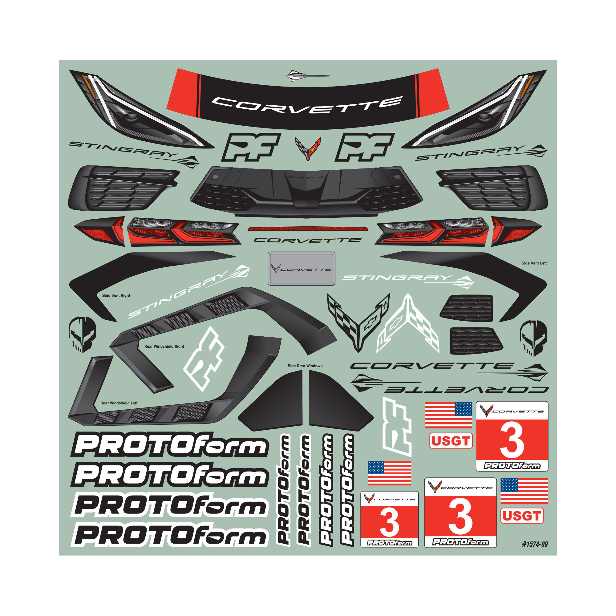 1/10 Chevrolet Corvette C8 Clear Body: 190mm Touring Car-12