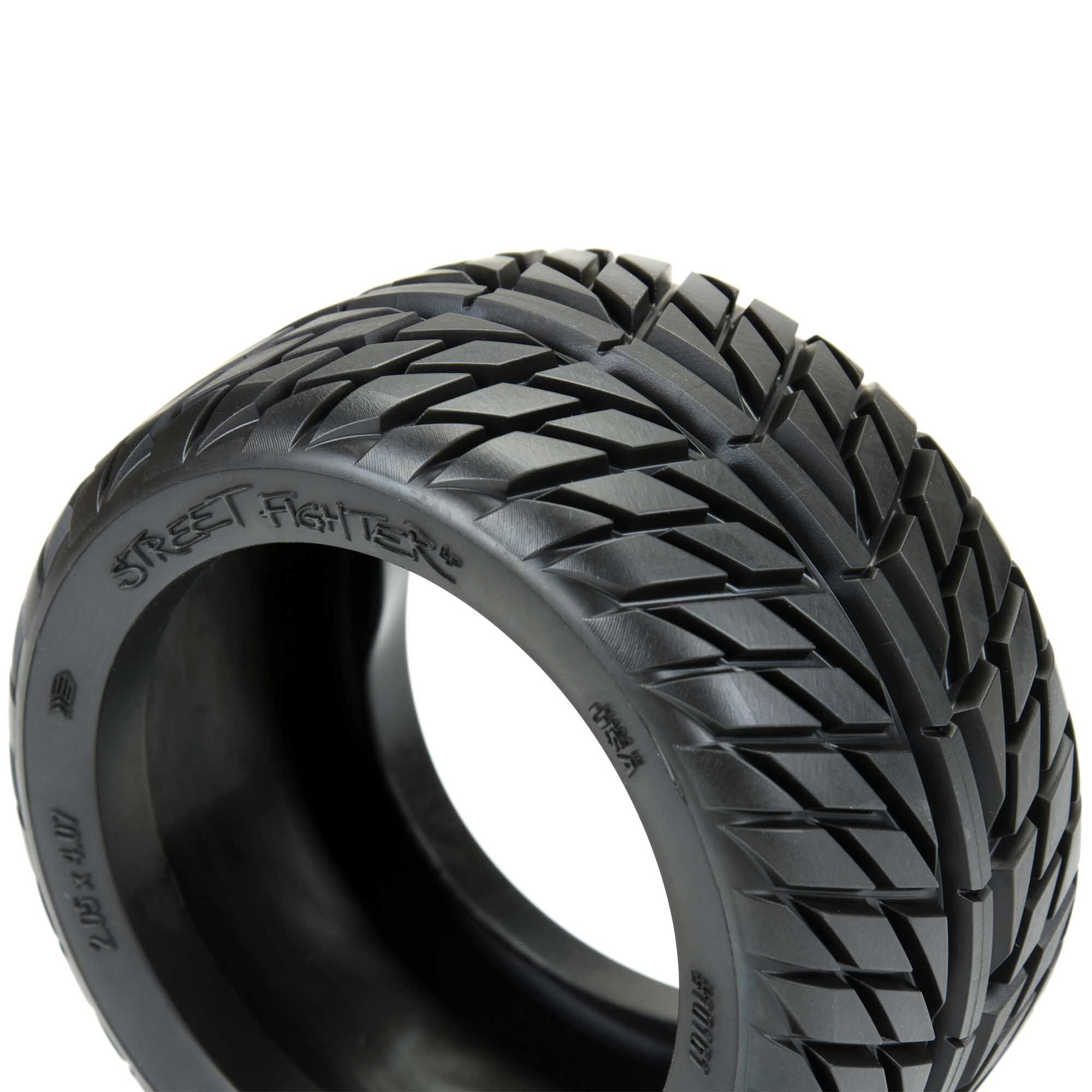 1/10 Street Fighter LP Fr/Rr 2.8" MT Tires Mounted 12mm Blk-3