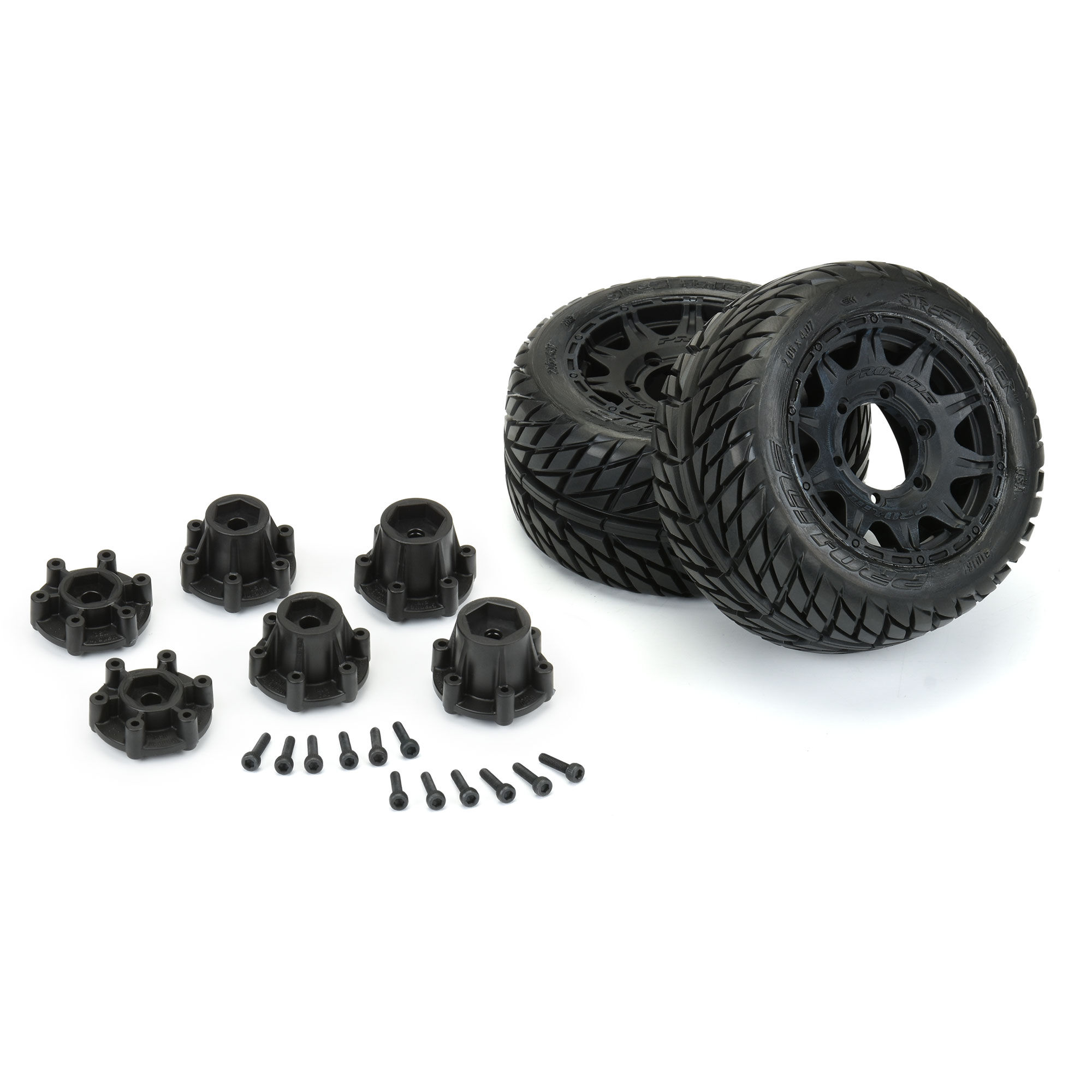 1/10 Street Fighter LP Fr/Rr 2.8" MT Tires Mounted 12mm Blk-4