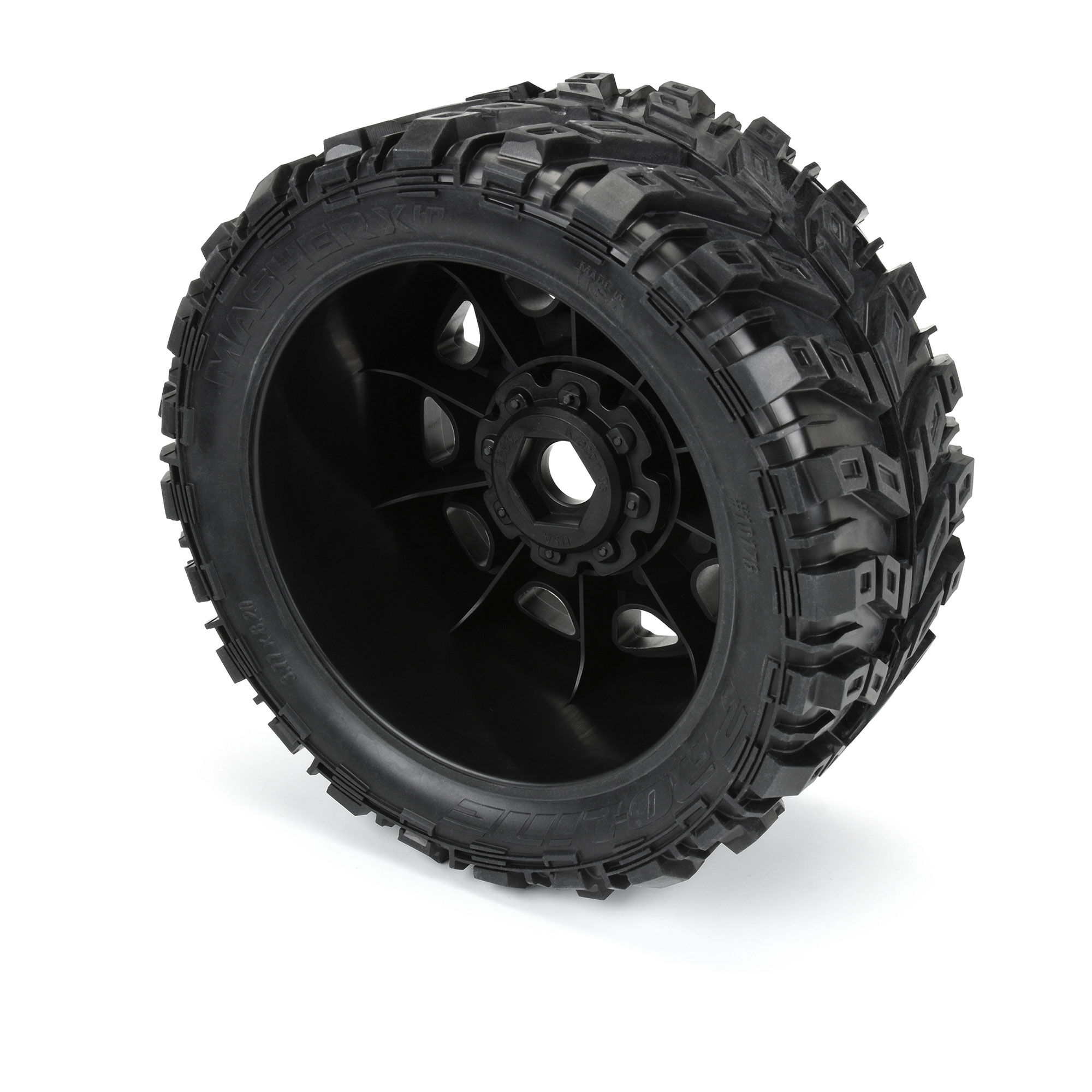 1/6 Masher X HP BELTED Front/Rear 5.7" Tires Mounted on Raid-4
