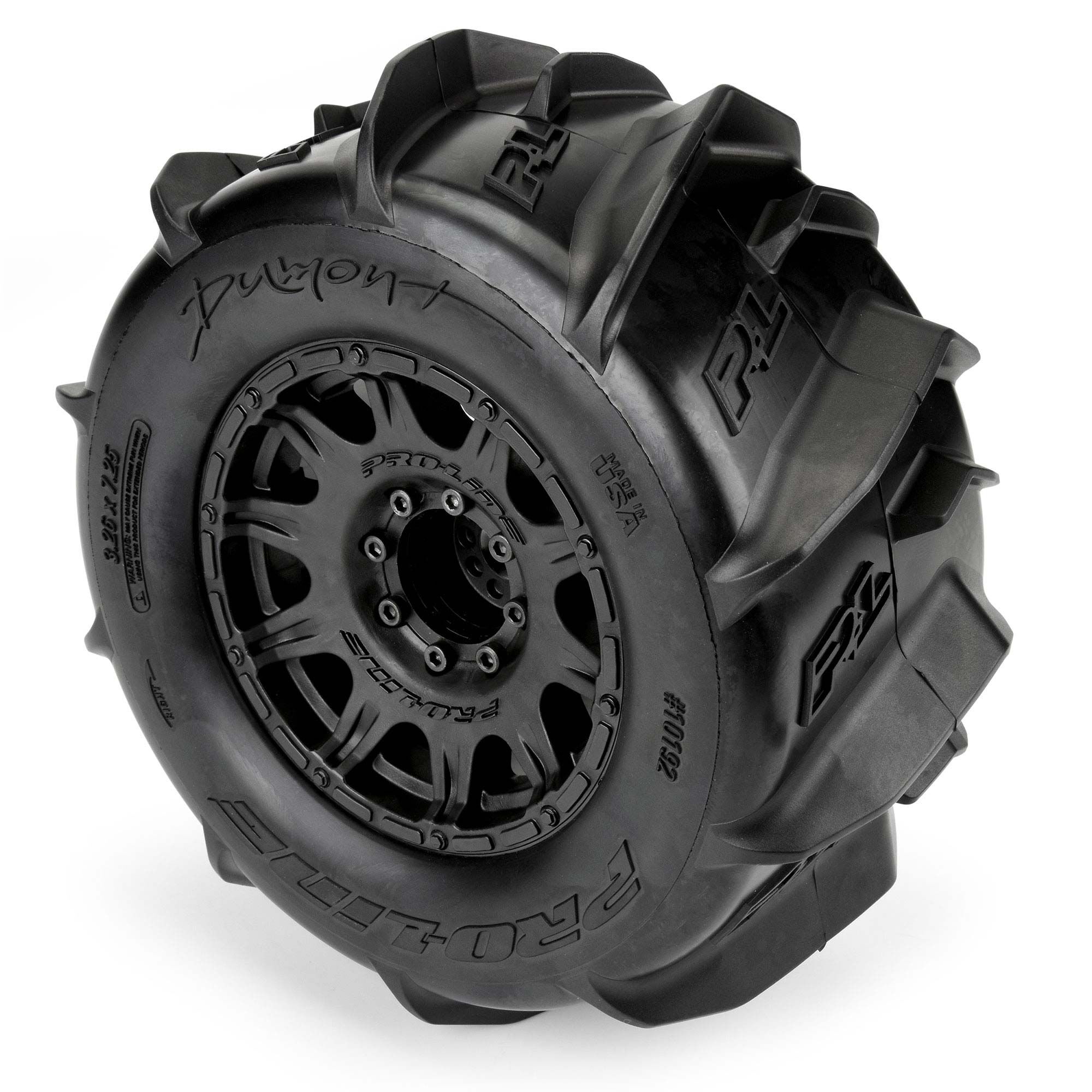 1/8 Dumont F/R 3.8" MT Tires Mounted 17mm Blk Raid (2)-5