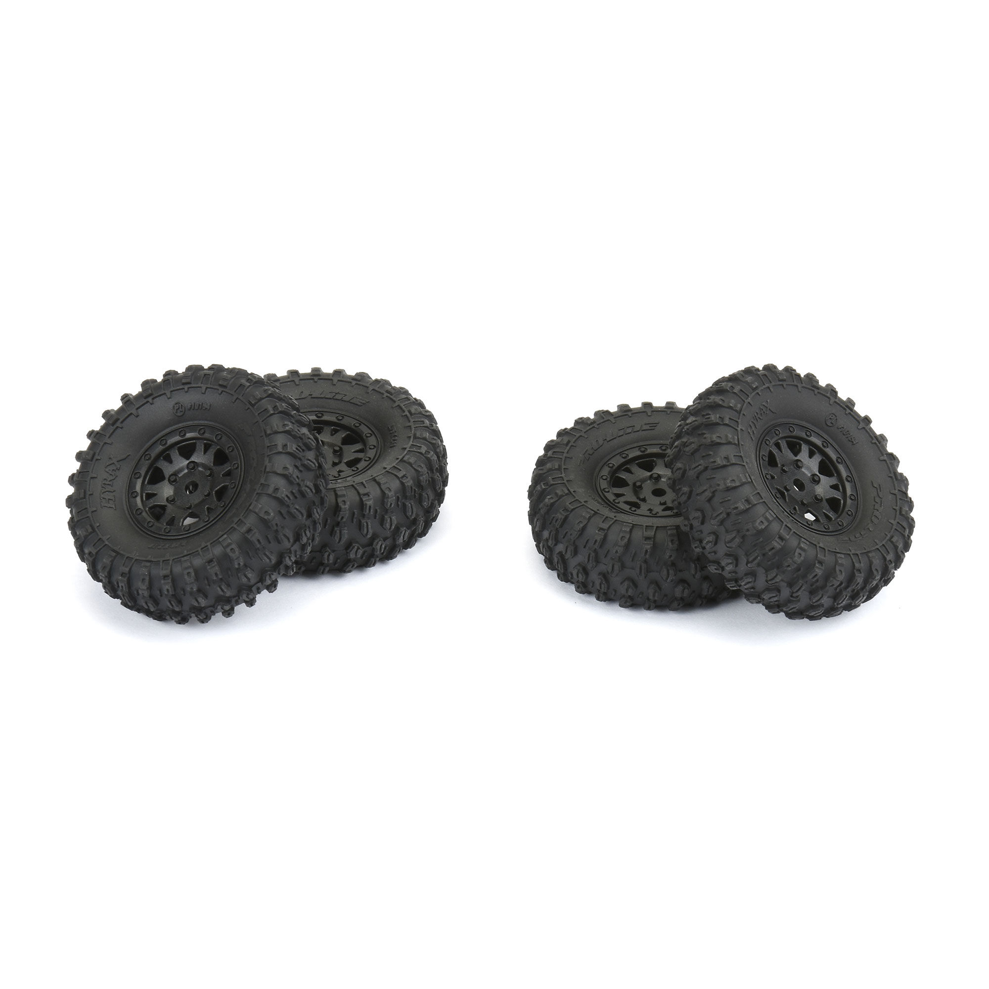 1/24 Hyrax F/R 1.0" Tires Mounted 7mm Black Impulse (SCX24)-3