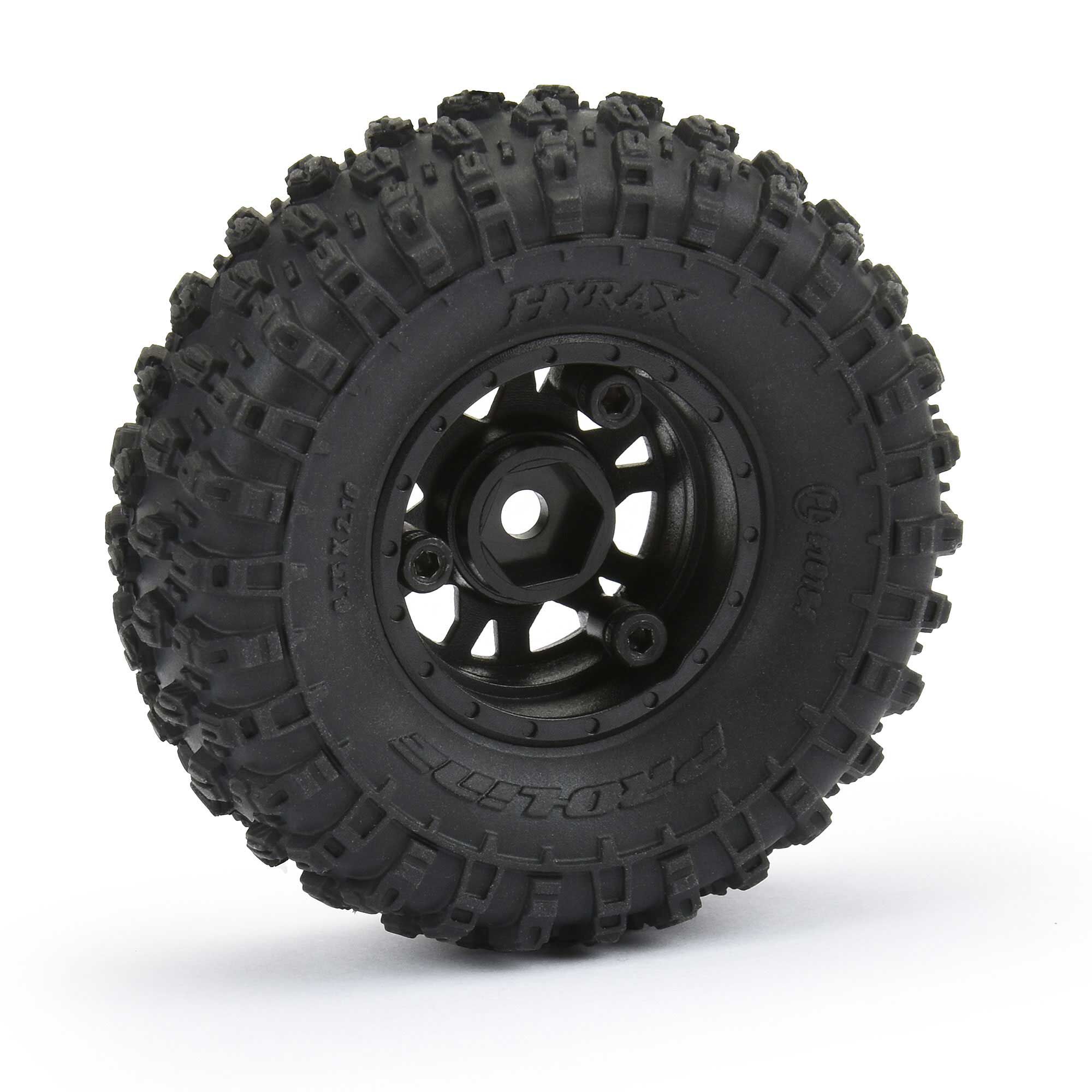 1/24 Hyrax F/R 1.0" Tires Mounted 7mm Black Impulse (SCX24)-4
