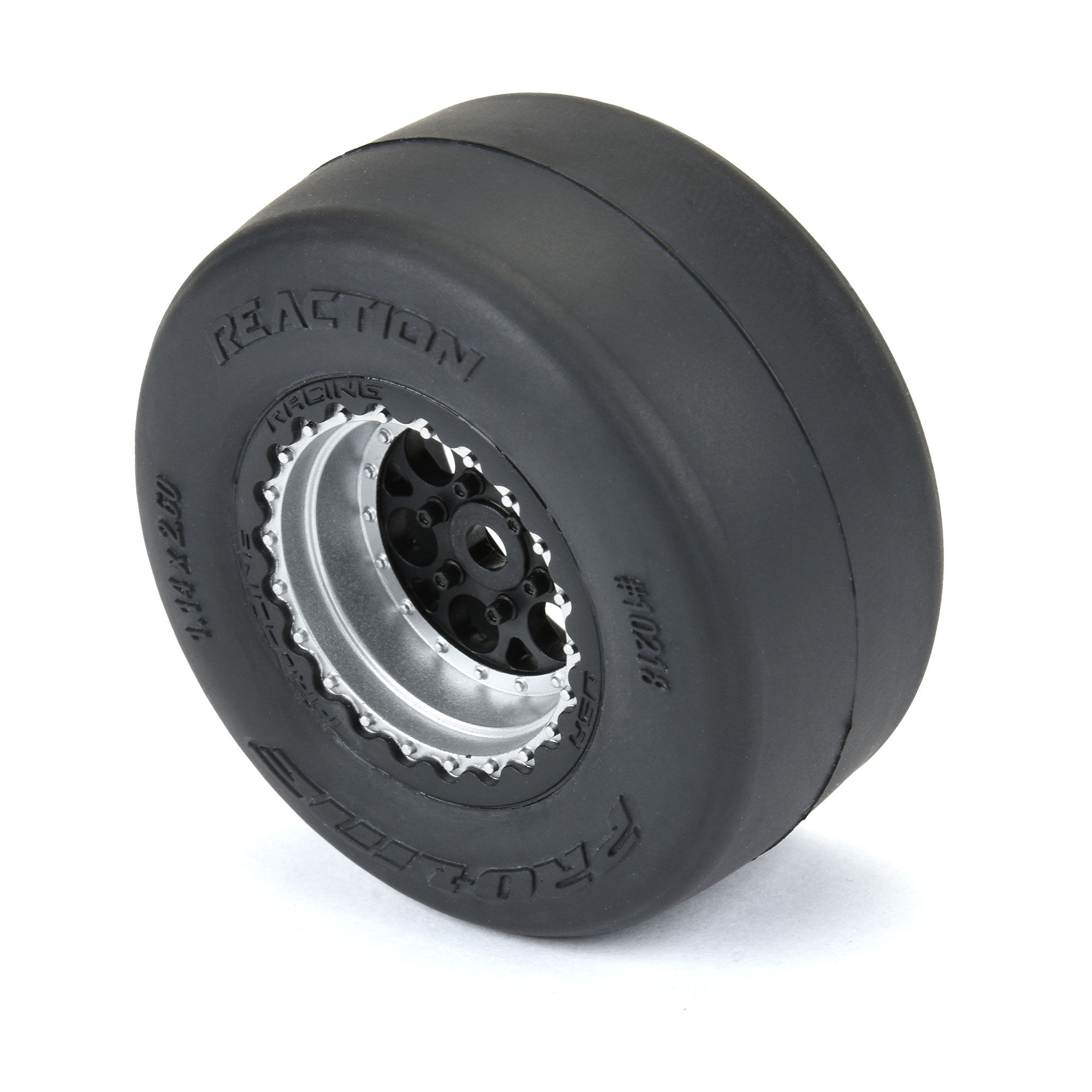 1/16 Reaction Rear Tires MTD 8mm Black/Silver (2): Losi Mini-5