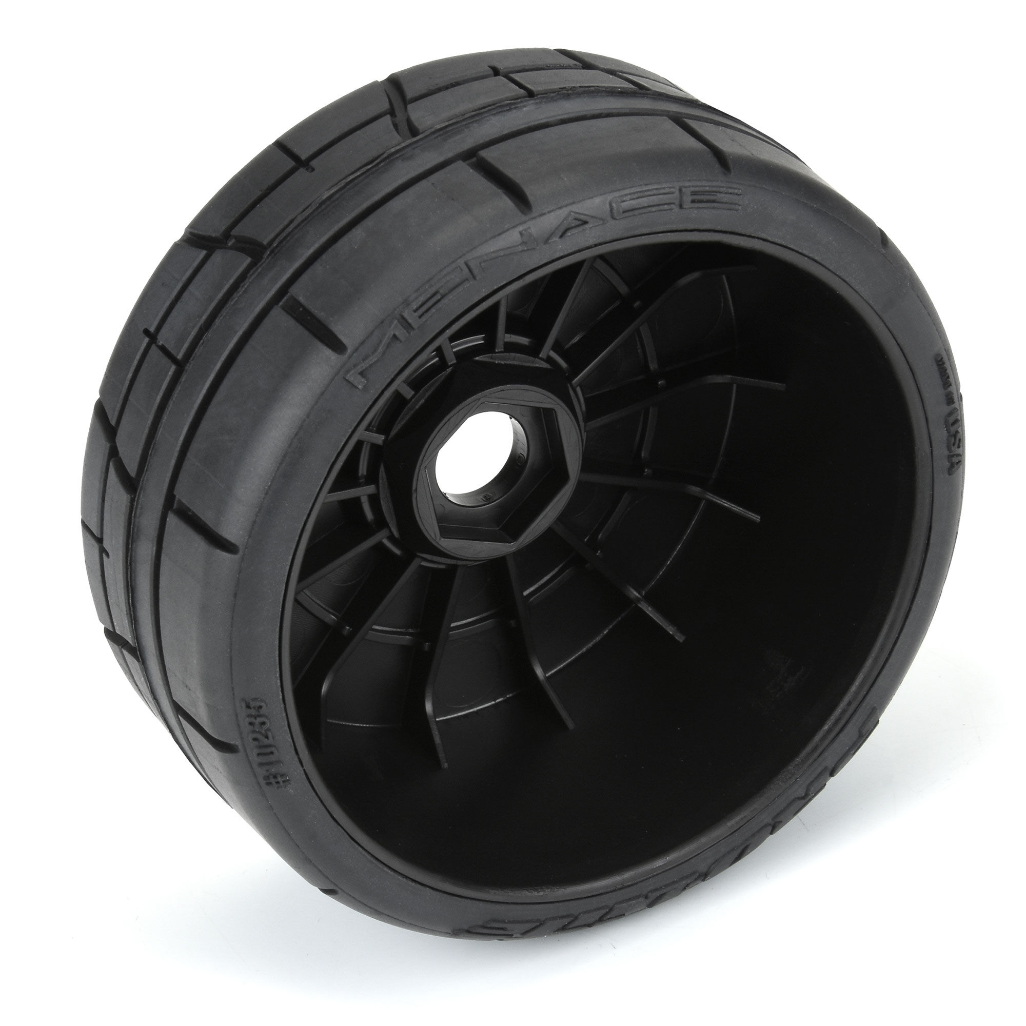 1/8 Menace HP BELTED Speed Run F/R Tires Mounted 17mm Black-3