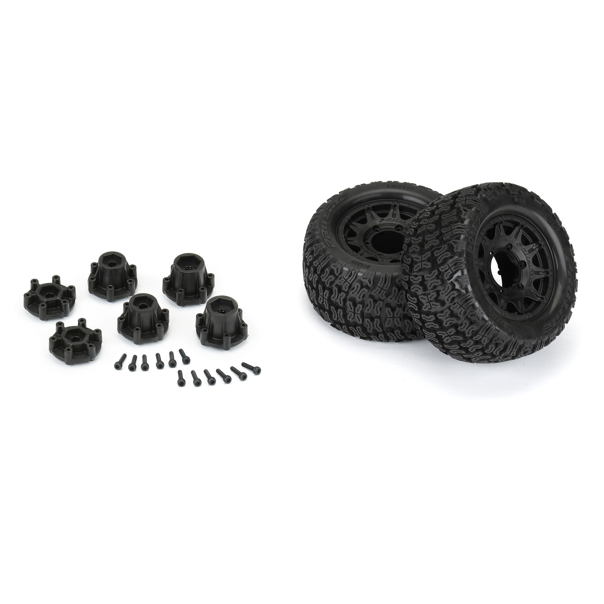 1/10 Bonesaw F/R 2.8" MT Tires Mounted 12mm/14mm Black Raid-3