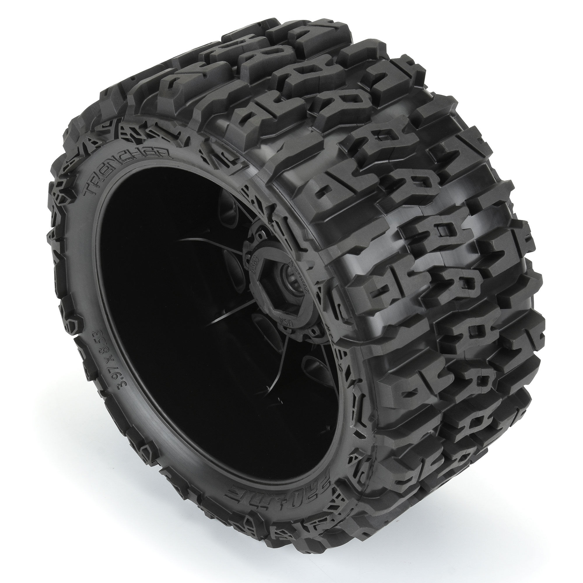 1/6 Trencher F/R 5.7" Tires Mounted 24mm Black Raid 8x48 Hex-3