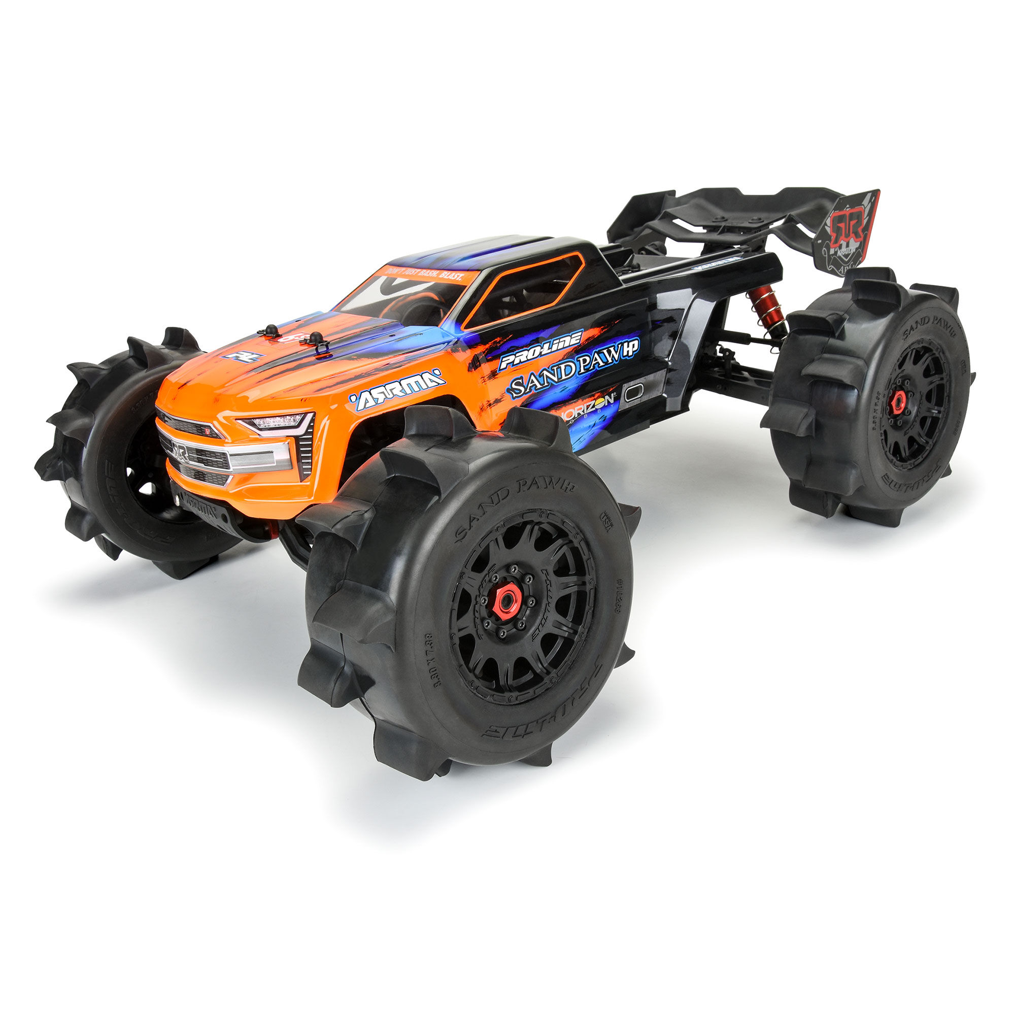 1/8 Sand Paw HP BELTED F/R 3.8" MT Tires Mounted 17mm Black-5