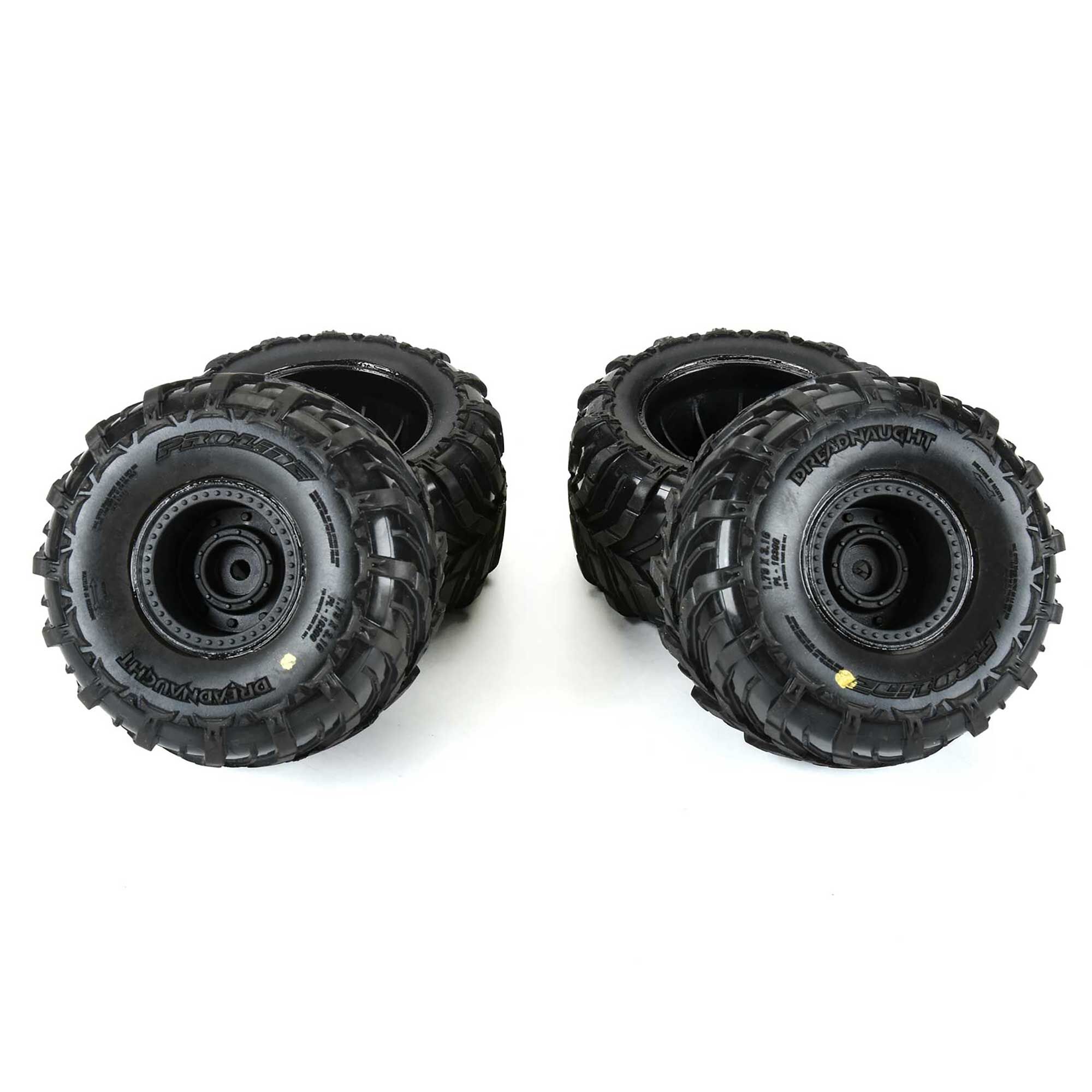 Dreadnaught Mounted Black Wheel F/R (4) for ARRMA GORGON/QUA-5