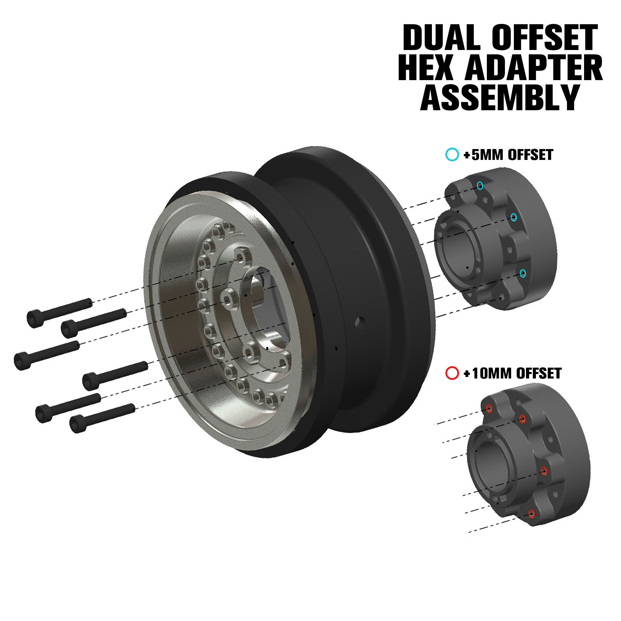 1/6 Black Rhino Armory Alum 2.9" Dual Offset SCX6 Wheels (2)-6
