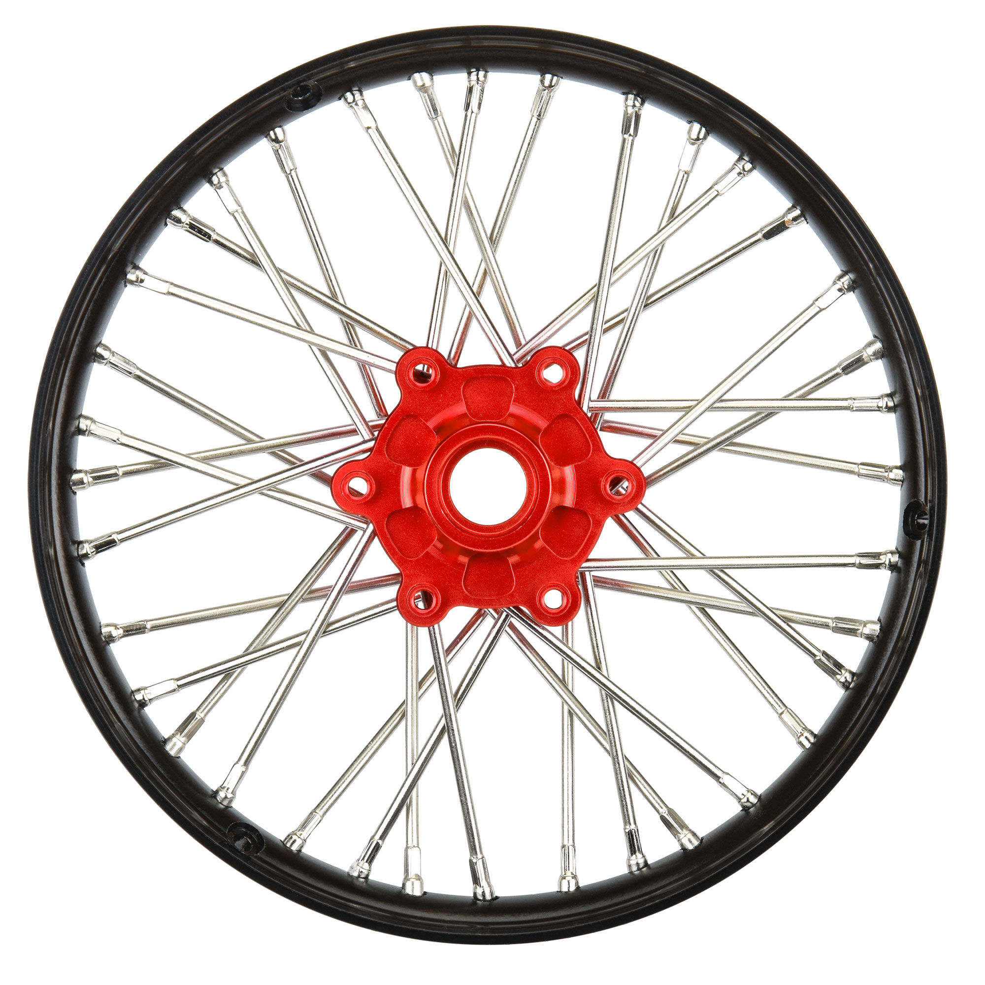 1/4 Pro-Spec Aluminum V2 Bead Front Wheel Black/Red (1): Pro