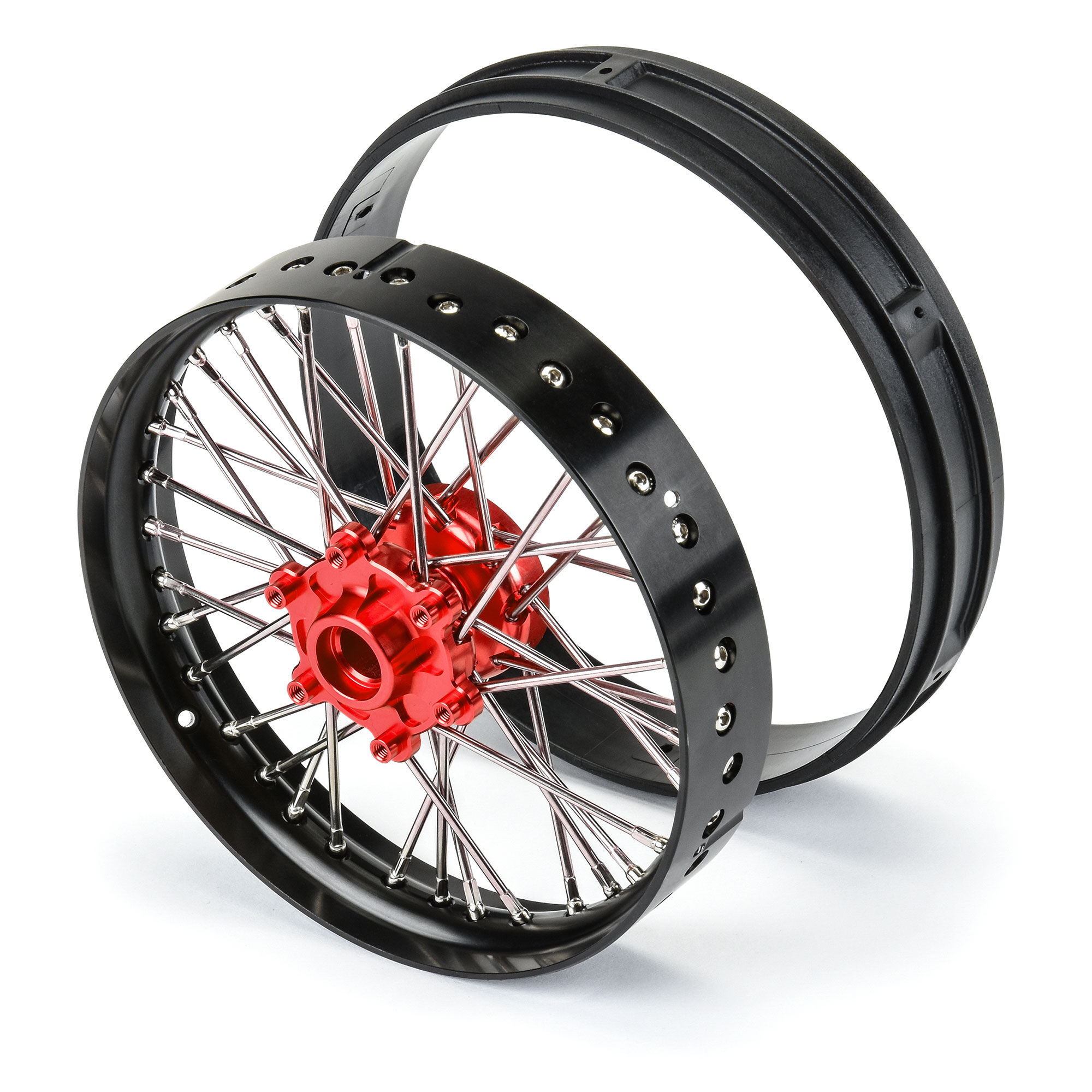 1/4 Pro-Spec Aluminum V2 Bead Front Wheel Black/Red (1): Pro-2