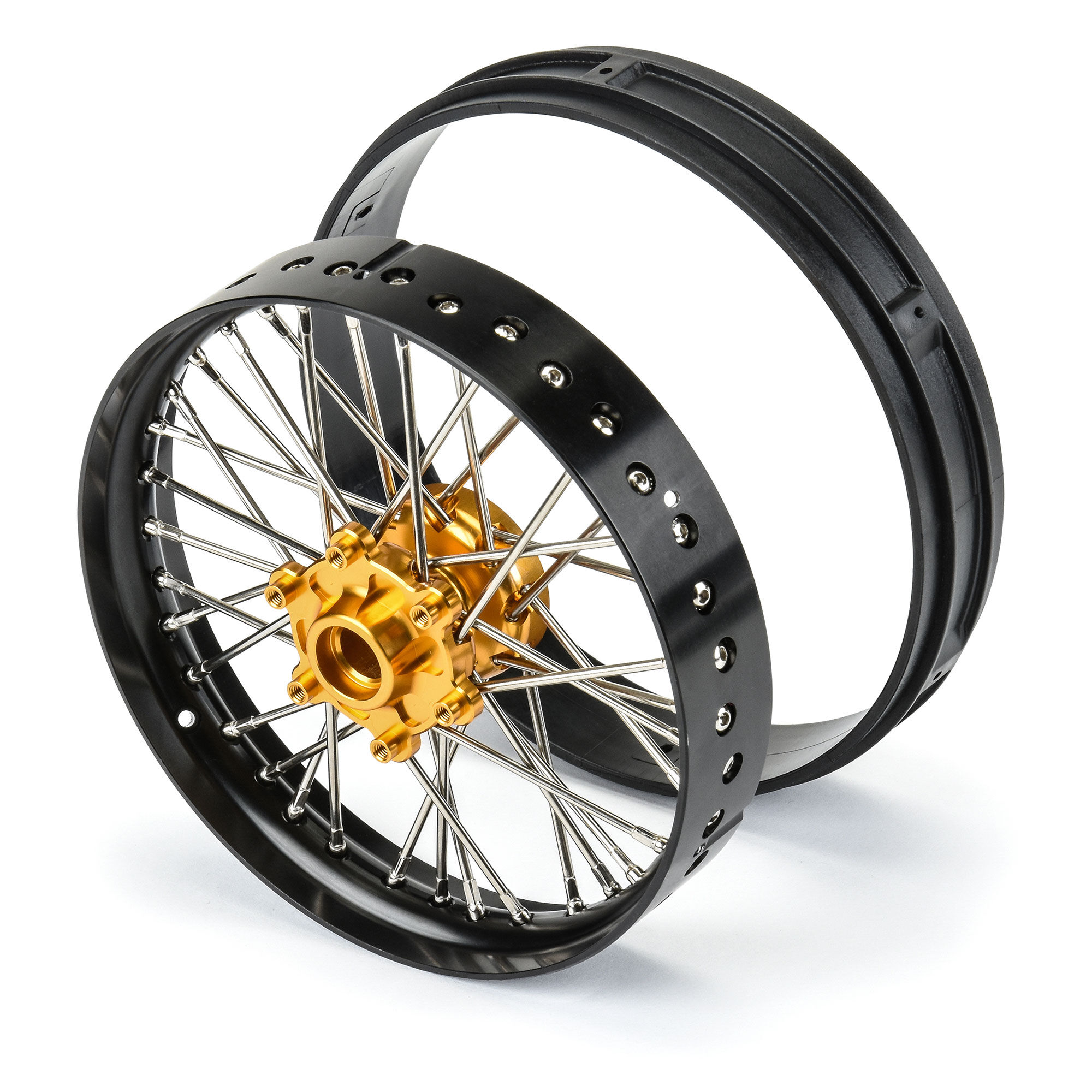 1/4 Pro-Spec Aluminum V2 Bead Front Wheel Black/Gold (1): Pr-2