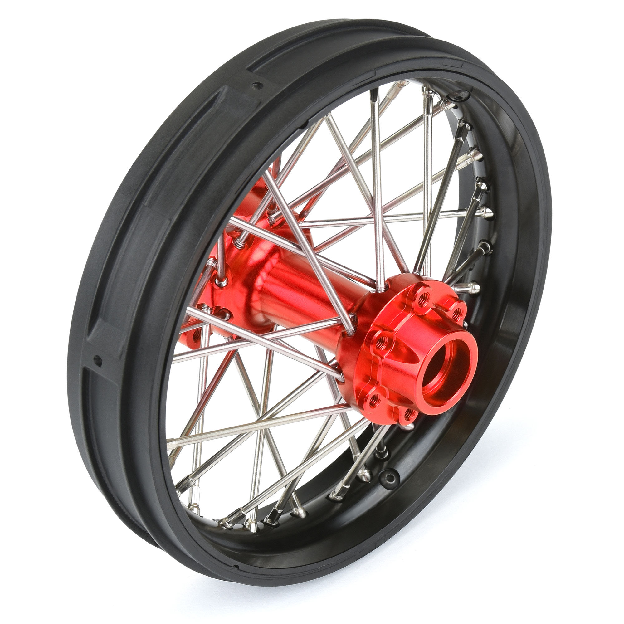 1/4 Pro-Spec Aluminum V2 Bead Rear Wheel Black/Red (1): Prom-3
