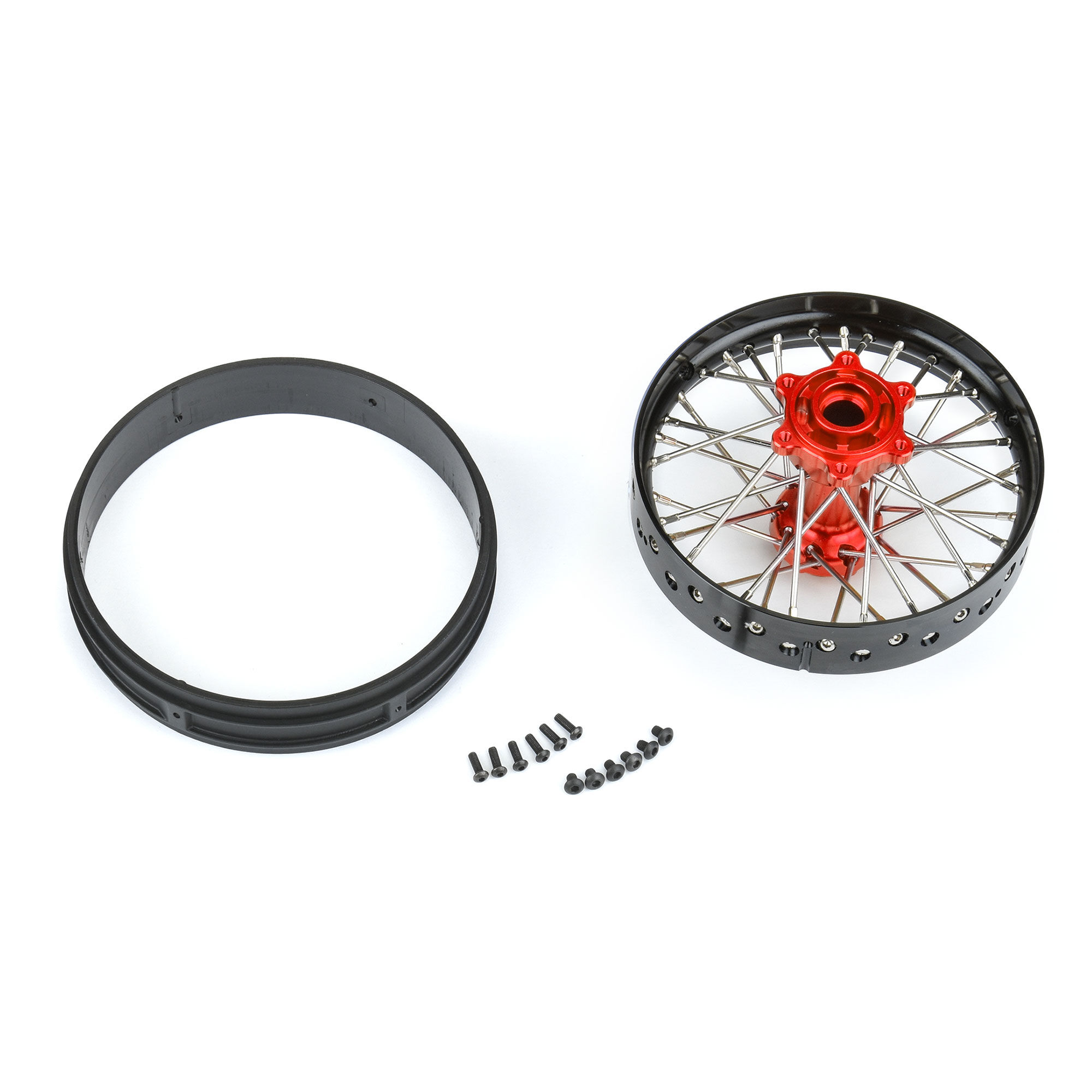 1/4 Pro-Spec Aluminum V2 Bead Rear Wheel Black/Red (1): Prom-4