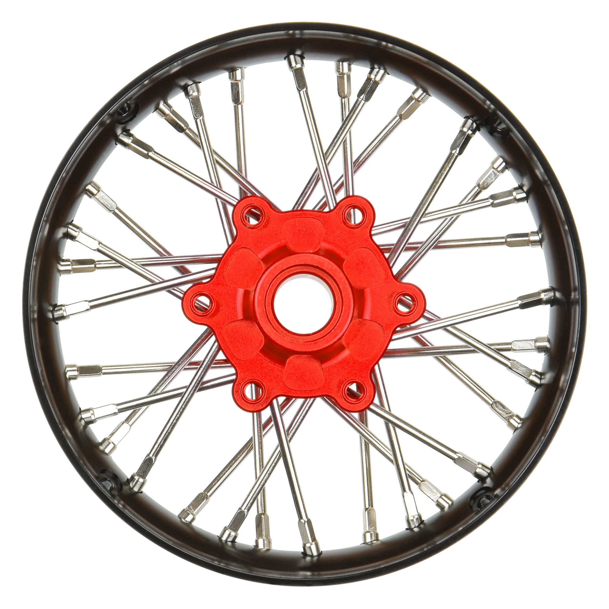 1/4 Pro-Spec Aluminum V2 Bead Front Wheel Black/Red (1): Pro