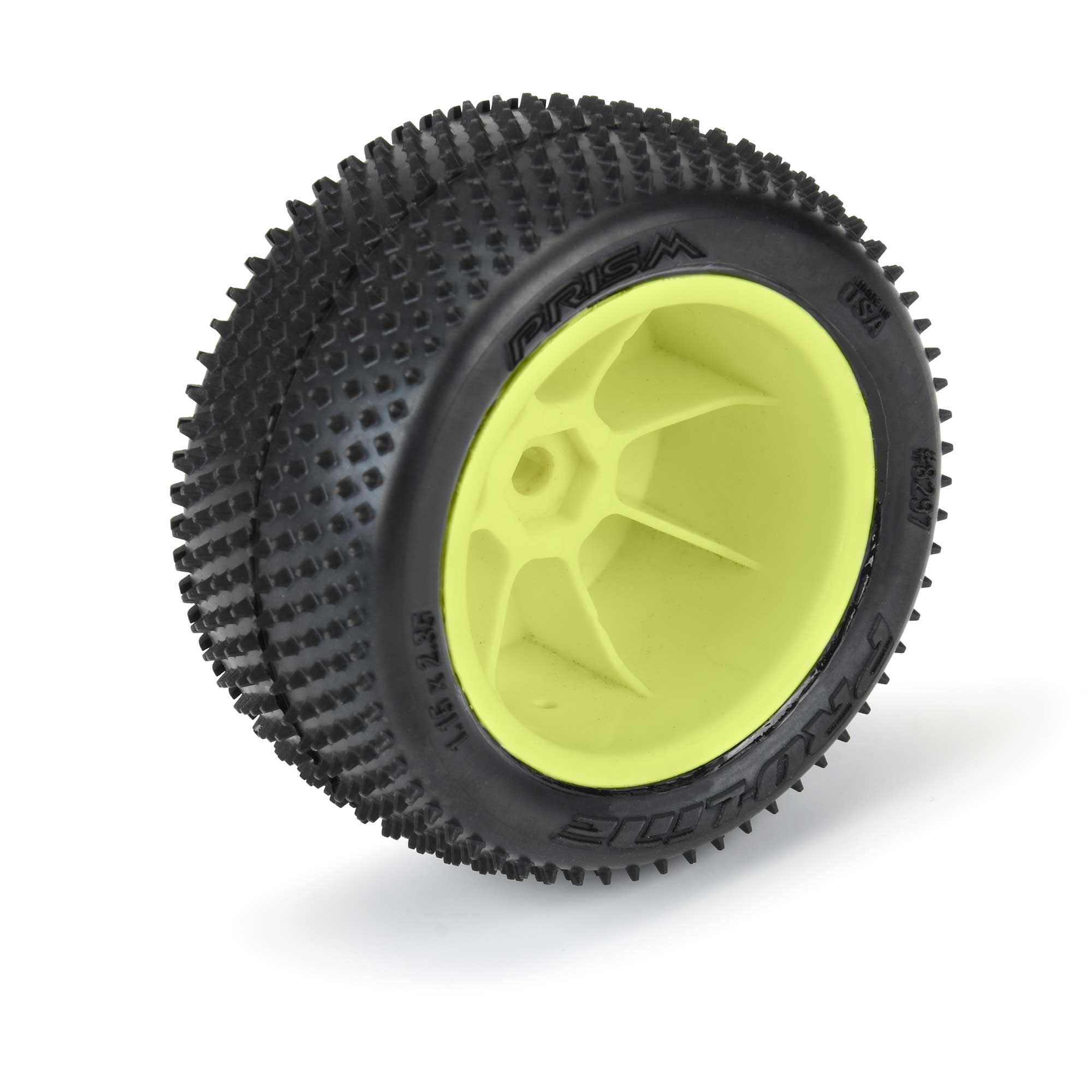 1/18 Prism Rear Carpet Mini-B Tires Mounted 8mm Yellow Wheel-4