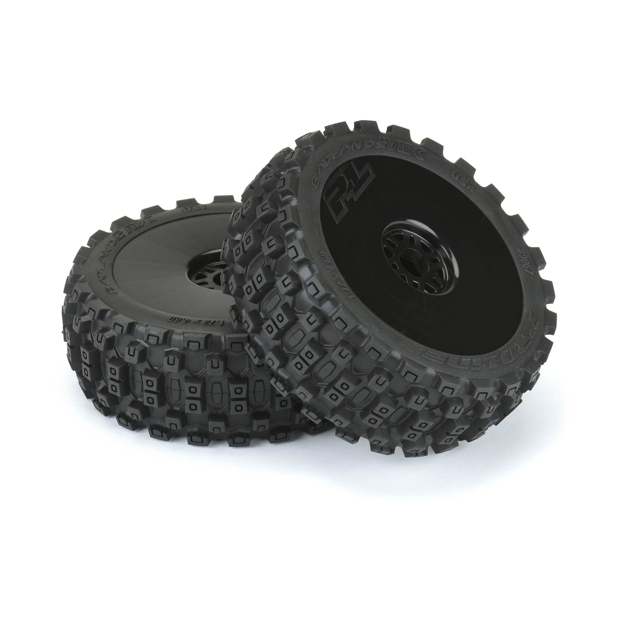 1/8 Badlands MX M2 Front/Rear Buggy Tires Mounted 17mm Black-3