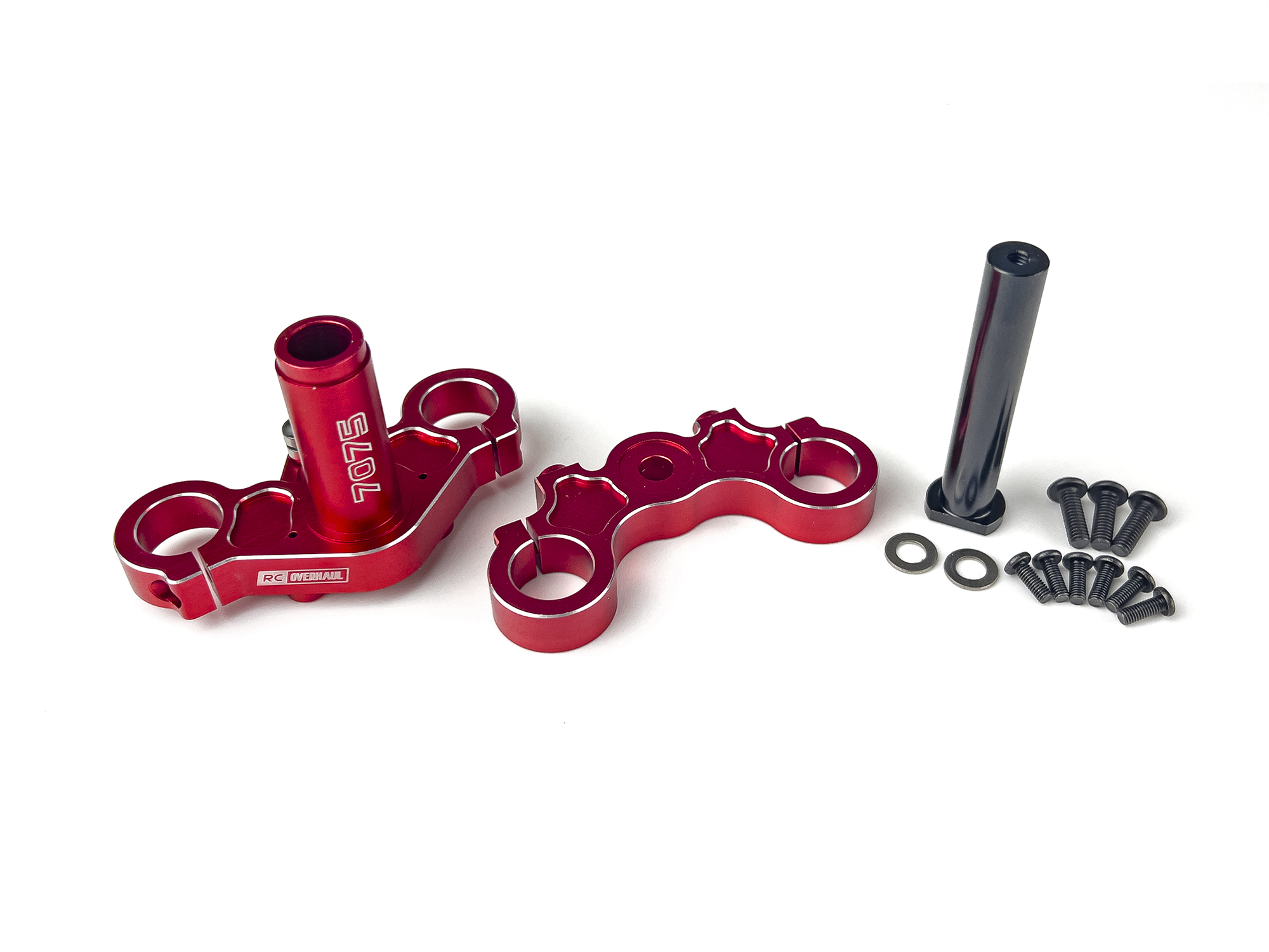 Aluminum Triple Clamp Set, Promoto, Red-4