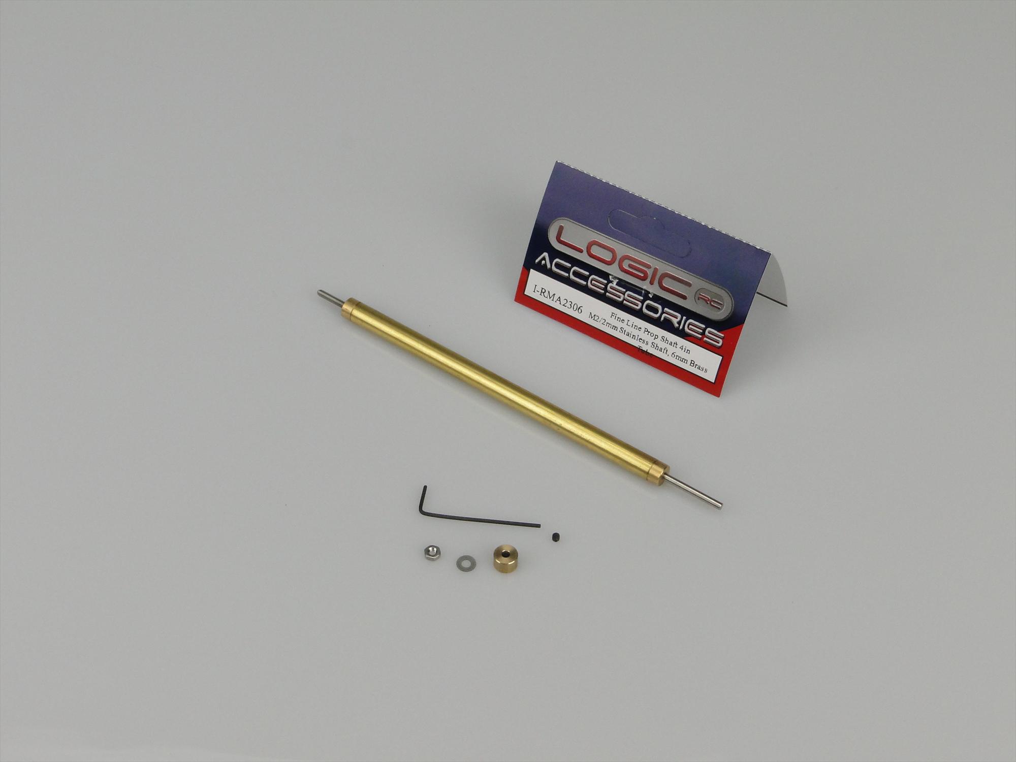 Fine Line Prop Shaft 4in M2/2mm Stainless 6mm dia Brass Tube-2