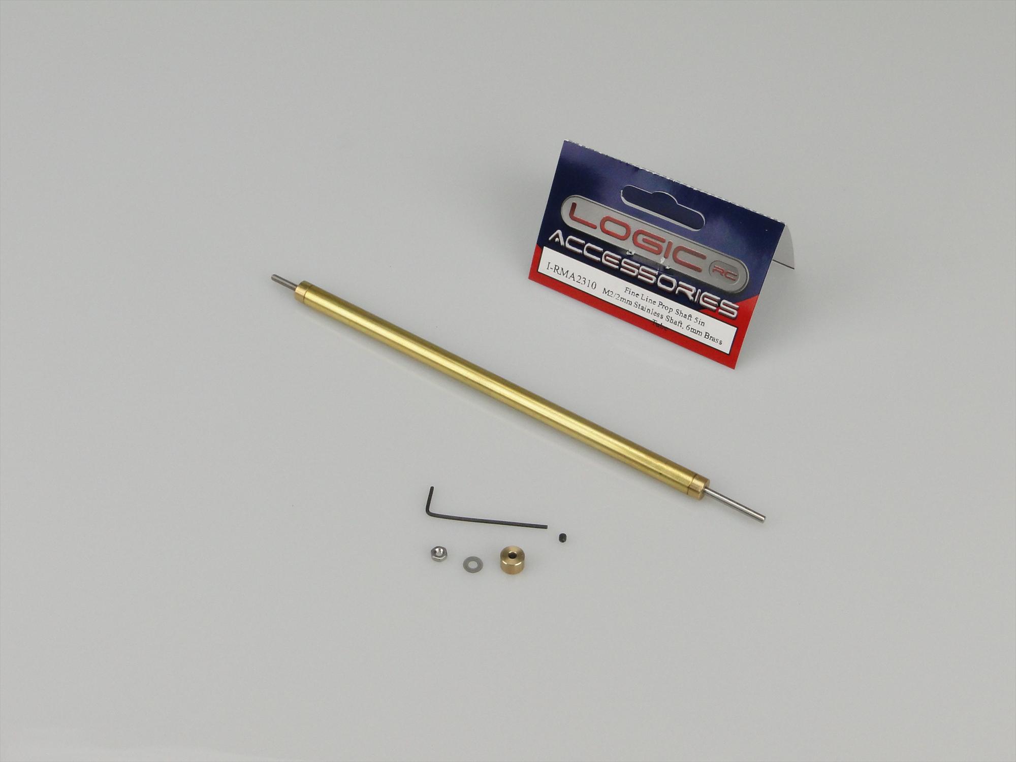 Fine Line Prop Shaft 5in M2/2mm Stainless 6mm dia Brass Tube-2