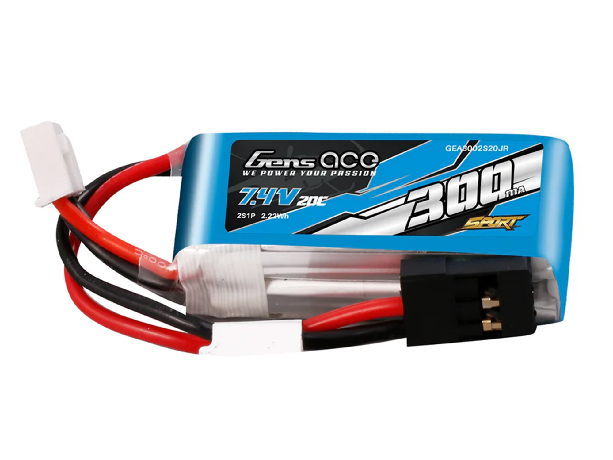 Li-Po Sport 2S 7.4V 300mAh 20C with JR-3