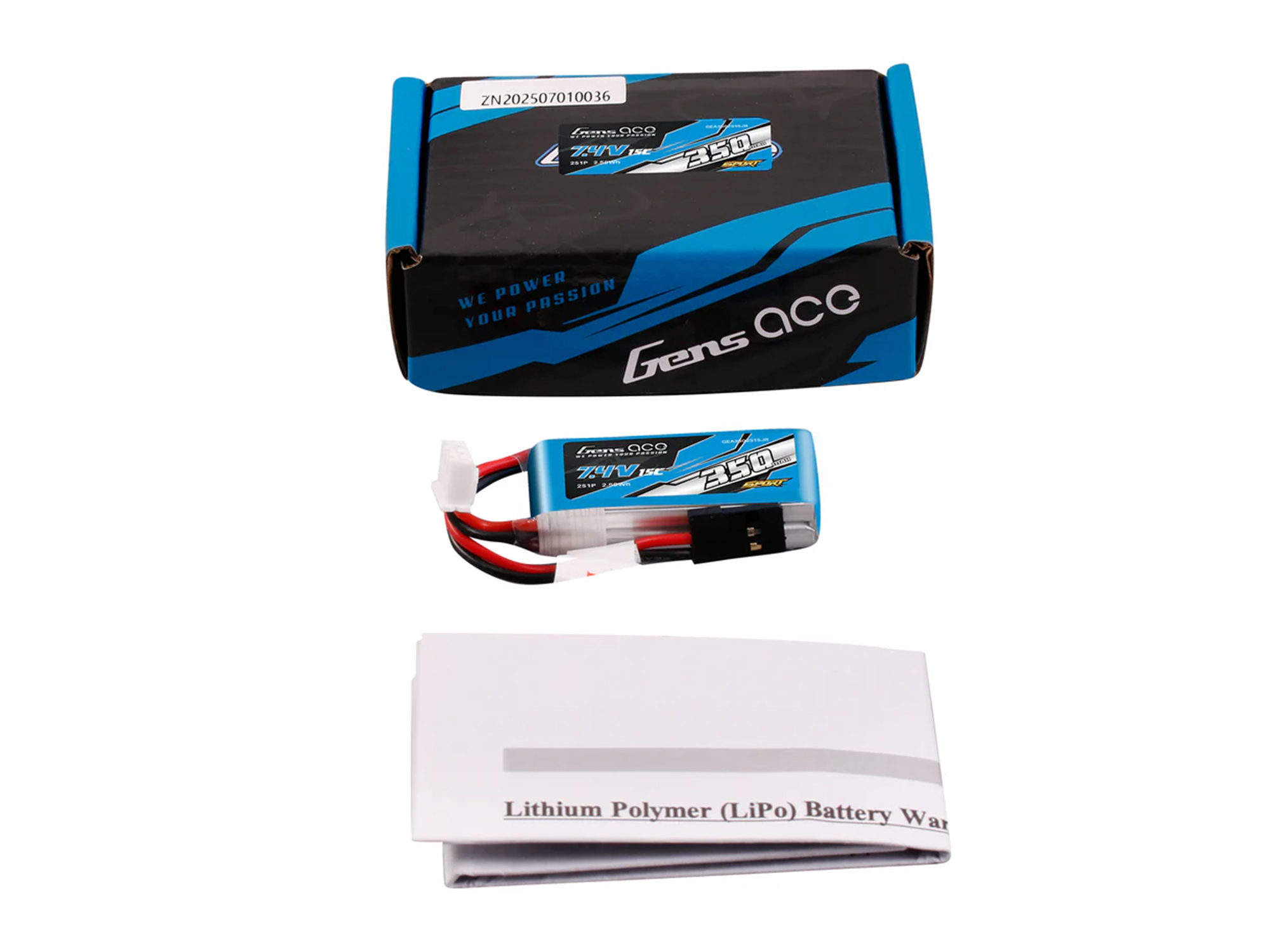 Li-Po Sport 2S 7.4V 350mAh 15C with JR-5