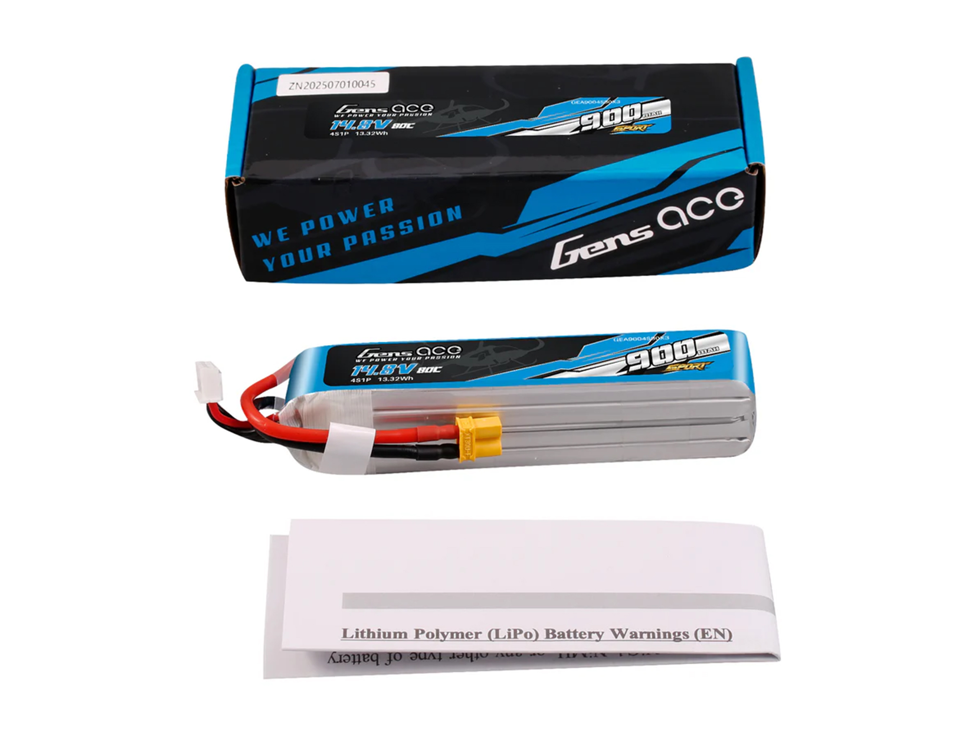 Li-Po Sport 4S 14.8V 900mAh 80C with XT30-5
