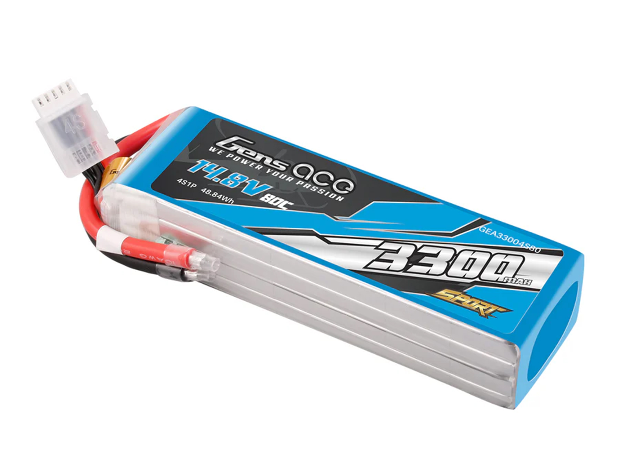 Li-Po Sport 4S 14.8V 3300mAh 80C with No Plug-2