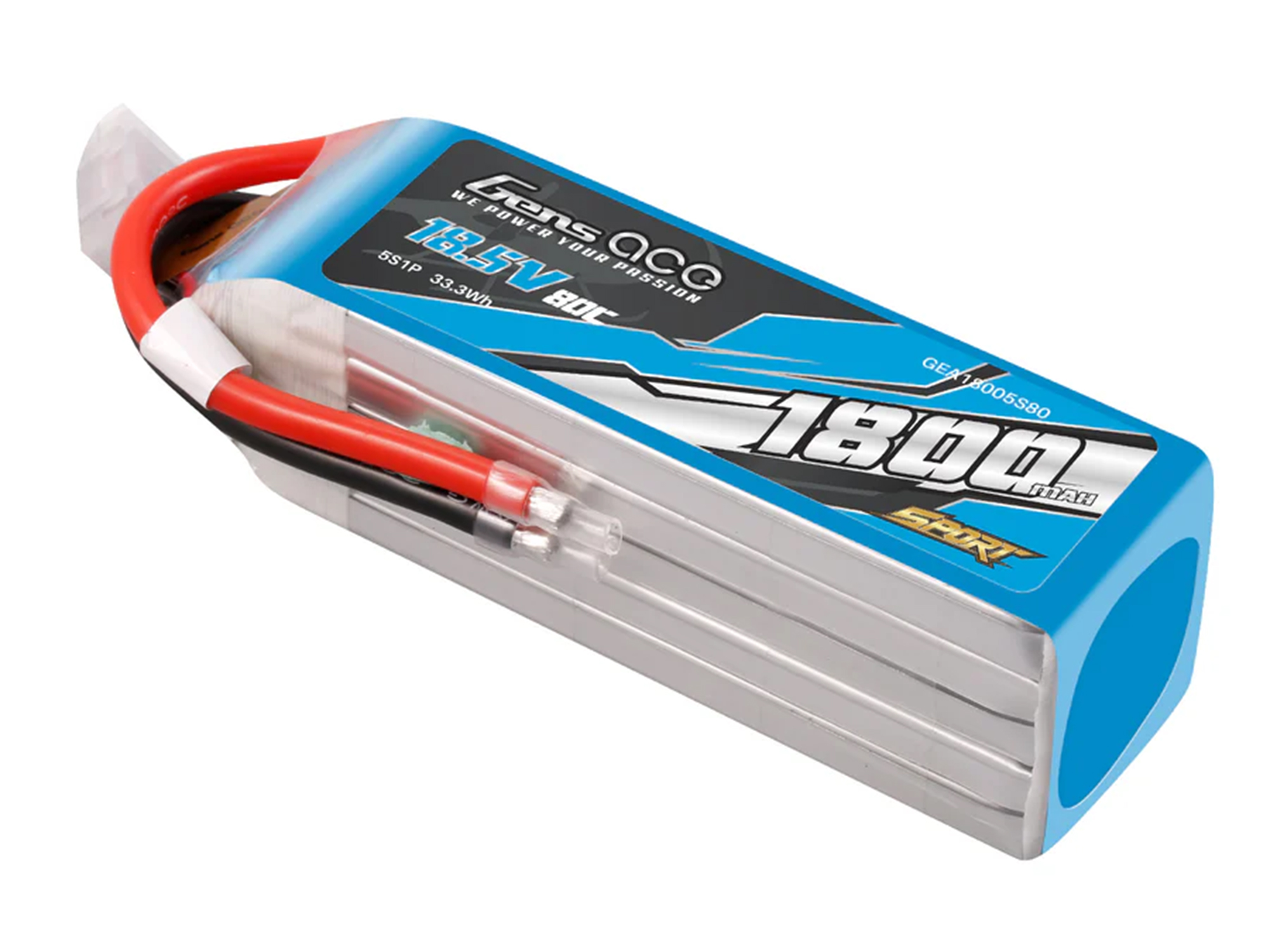 Li-Po Sport 5S 18.5V 1800mAh 80C with No Plug-2