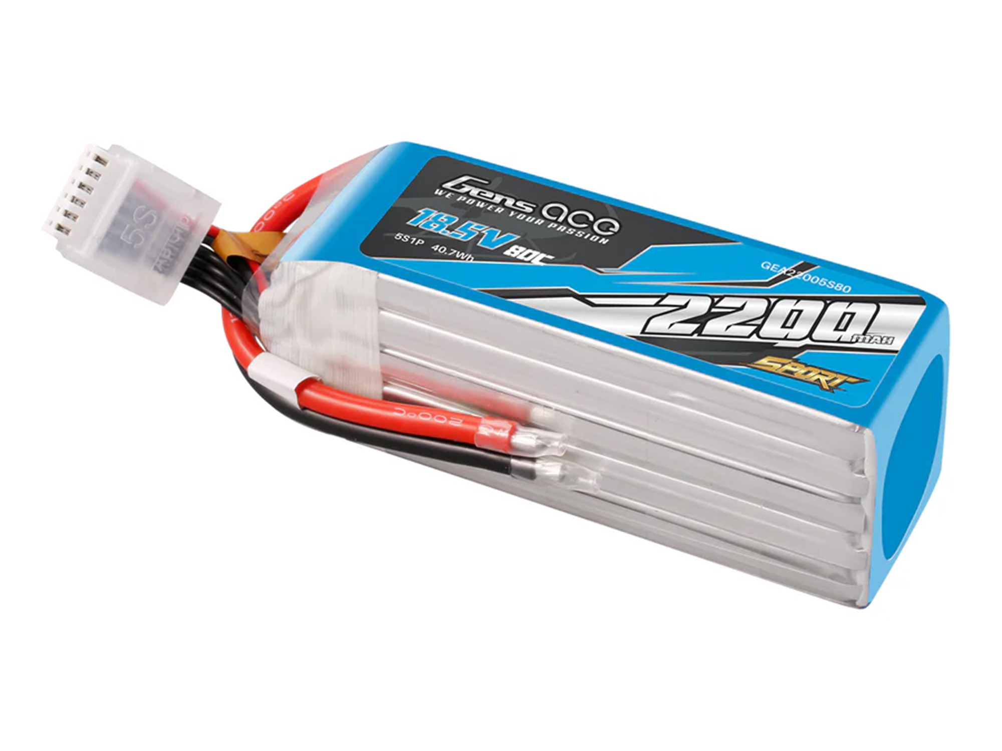 Li-Po Sport 5S 18.5V 2200mAh 80C with No Plug-2