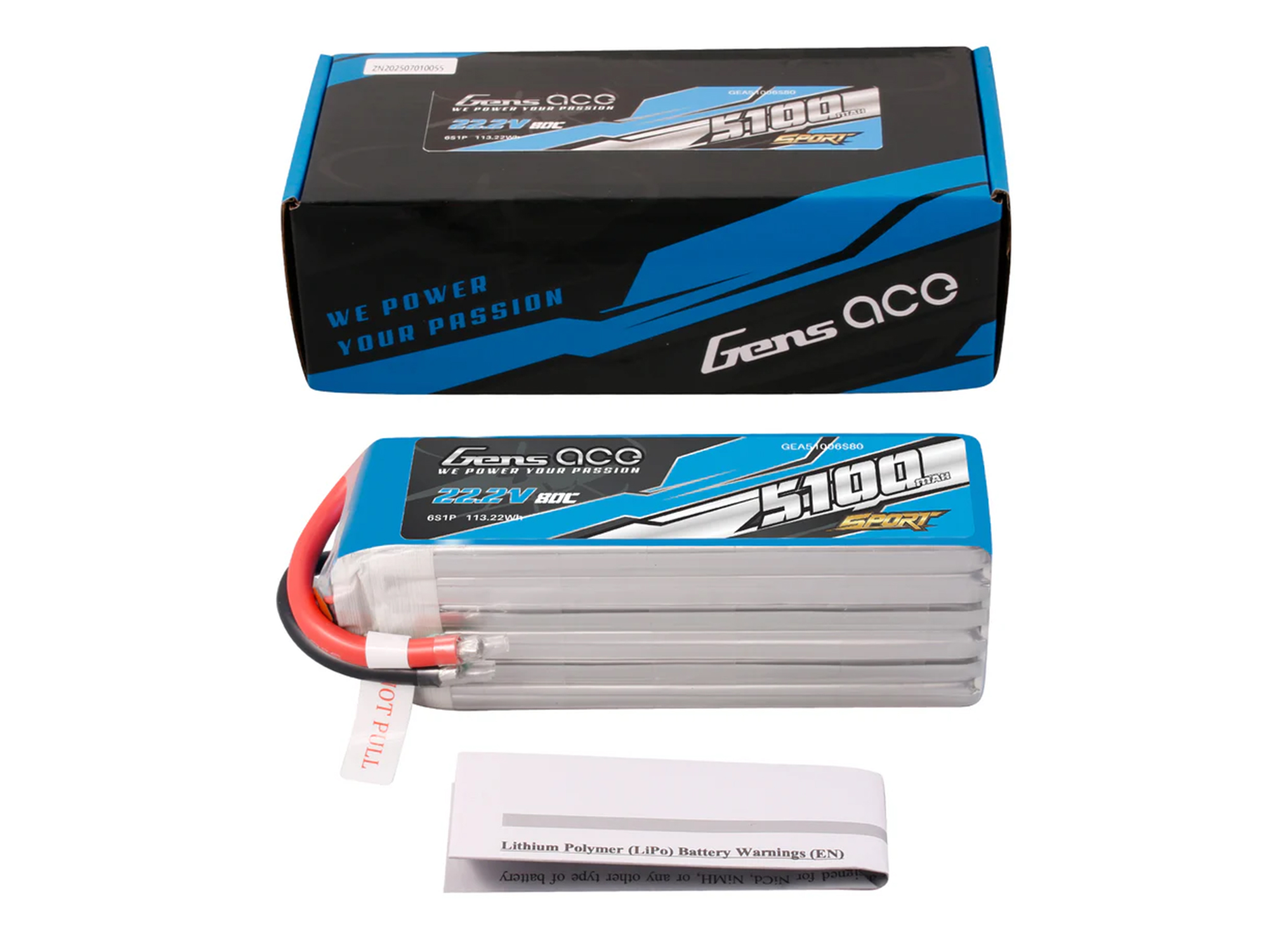 Li-Po Sport 6S 22.2V 5100mAh 80C with No Plug-5
