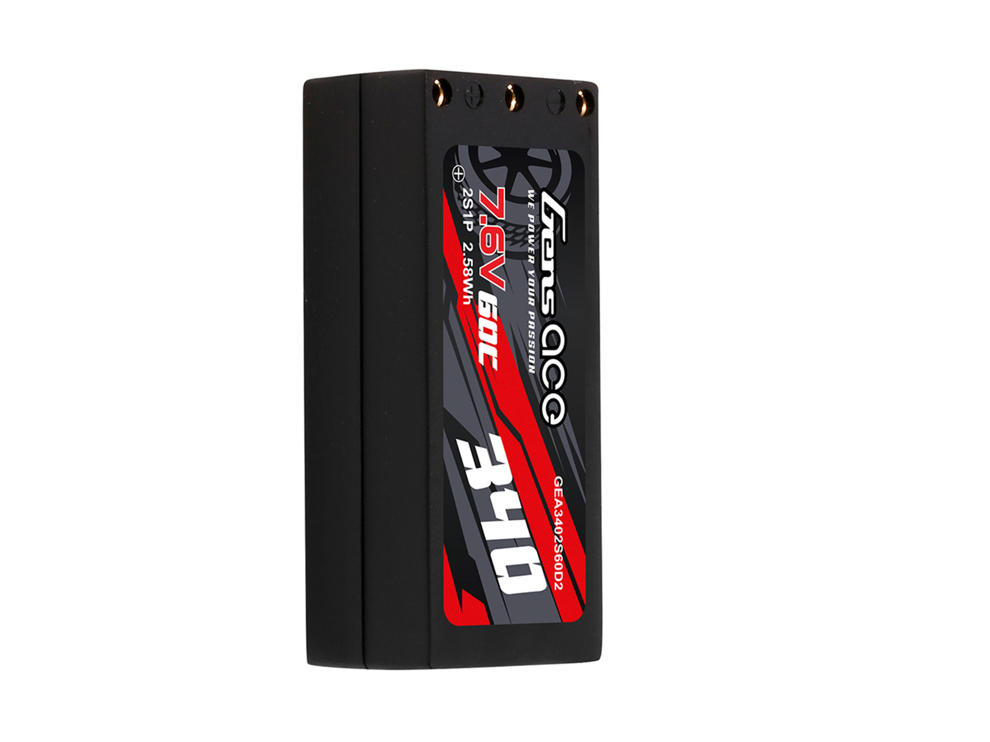 Li-Po HV Car Hard Case 2S 7.6V 340mAh 60C with 2MM-4