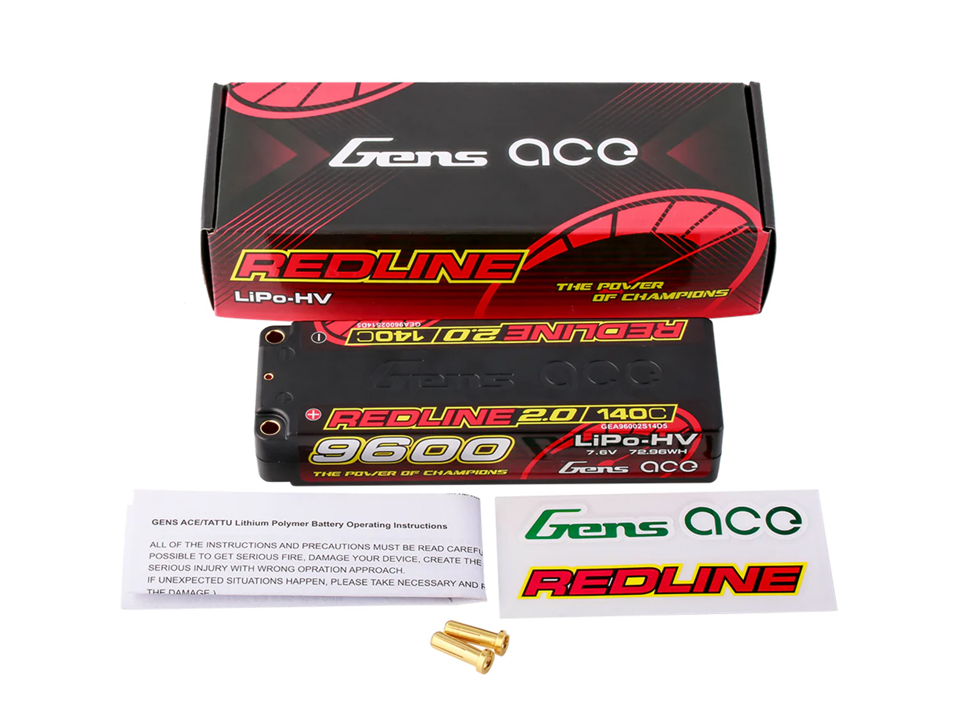 Li-Po HV Car Hard Case 2S 7.6V 9600mAh 140C RL2 Short 5mm-5
