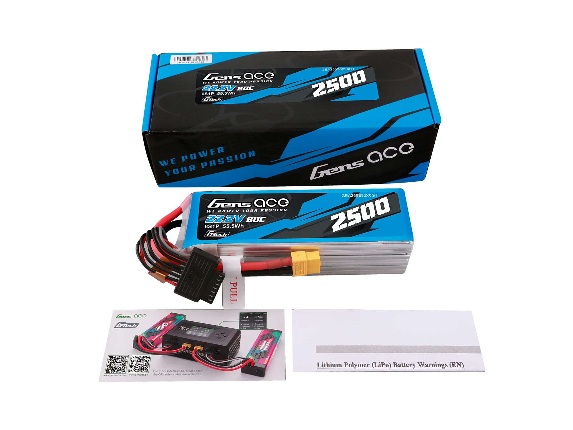 Li-Po G-Tech 6S 22.2V 2500mAh 80C with XT60-5
