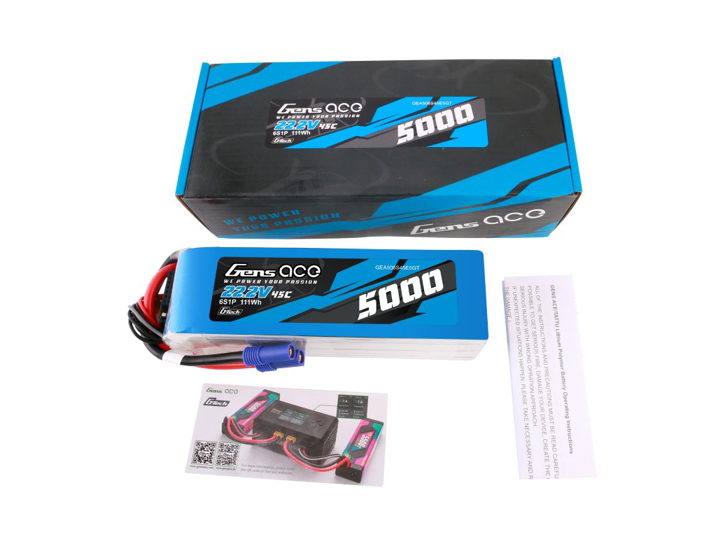 Li-Po G-Tech 6S 22.2V 5000mAh 45C with EC5-5