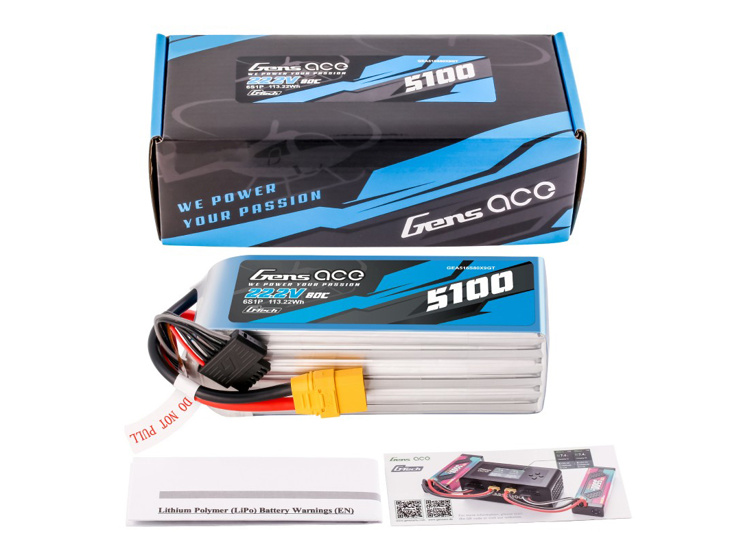Li-Po G-Tech 6S 22.2V 5100mAh 80C with XT90-5