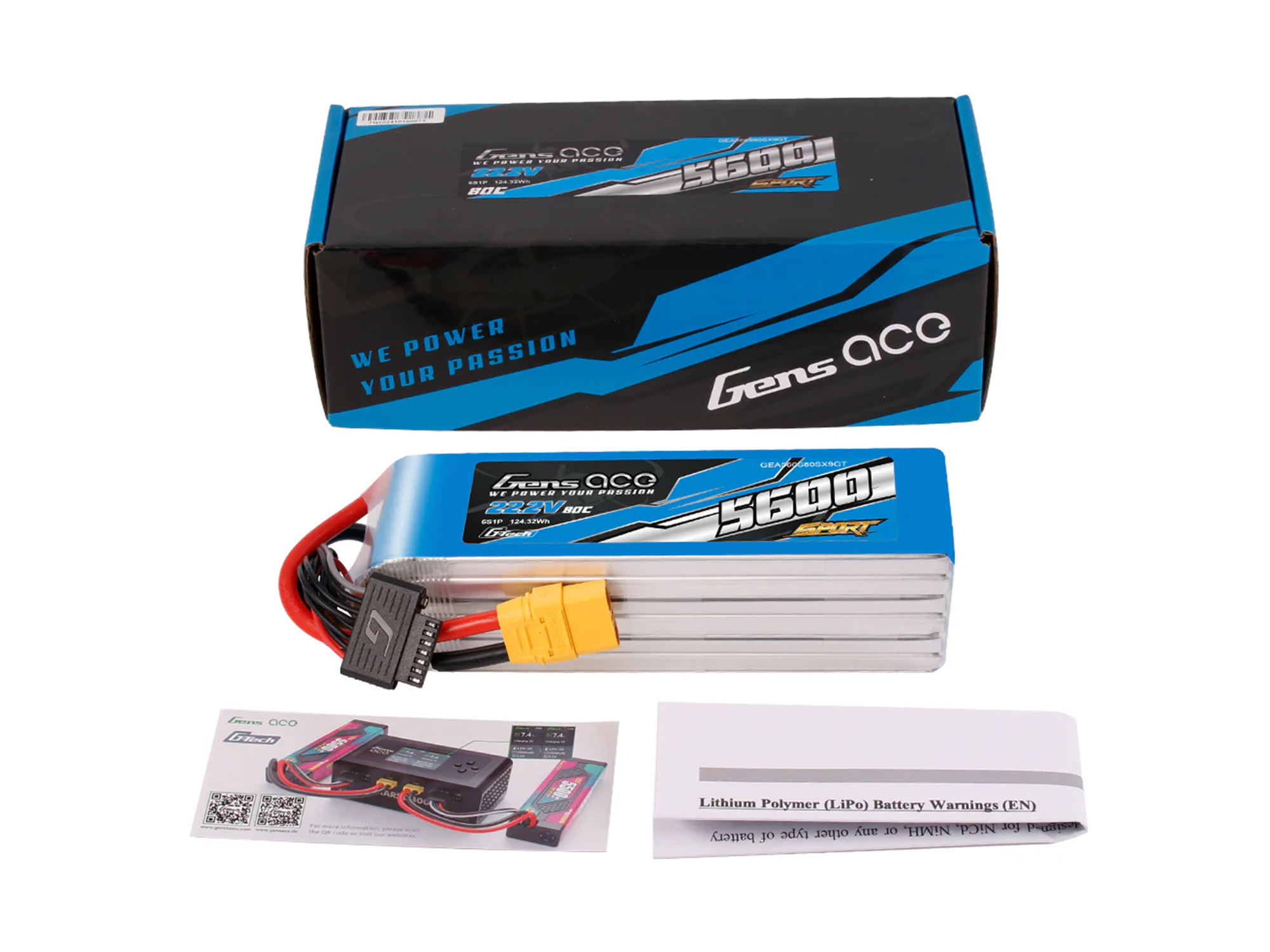 Li-Po G-Tech SPORT 6S 22.2V 5600mAh 80C with XT90-5