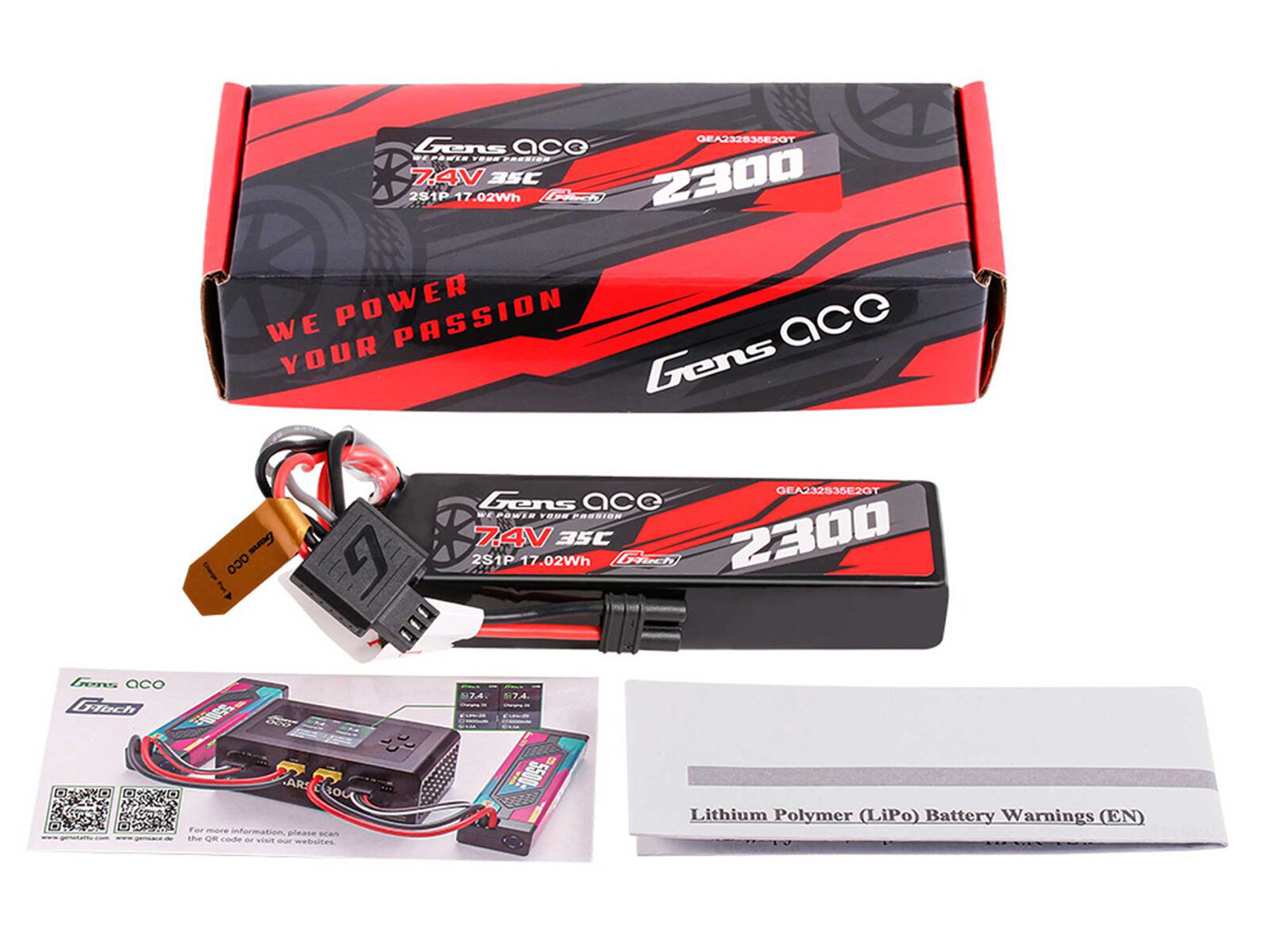Li-Po G-Tech 2S Car 7.4V 2300mAh 35C with EC2 (GROM)-5