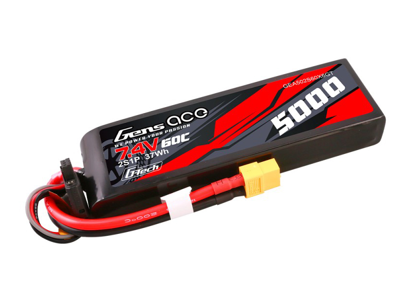 Gens Ace LiPo G-Tech Car 2S 7.4V 5000mah 60C with XT60-2