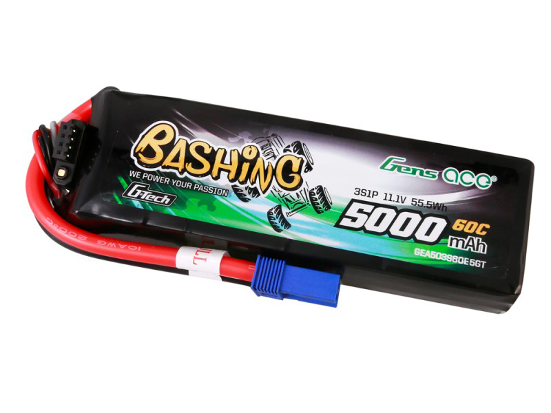 Gens Ace Li-Po Car G-Tech 3S 11.1V 5000mAh 60C Bashing with EC5-4