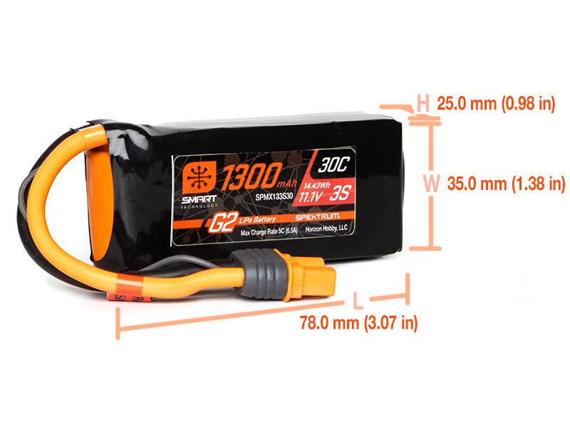 Spektrum 1300mAh 3S 11.1V SMART G2 30C IC3-3